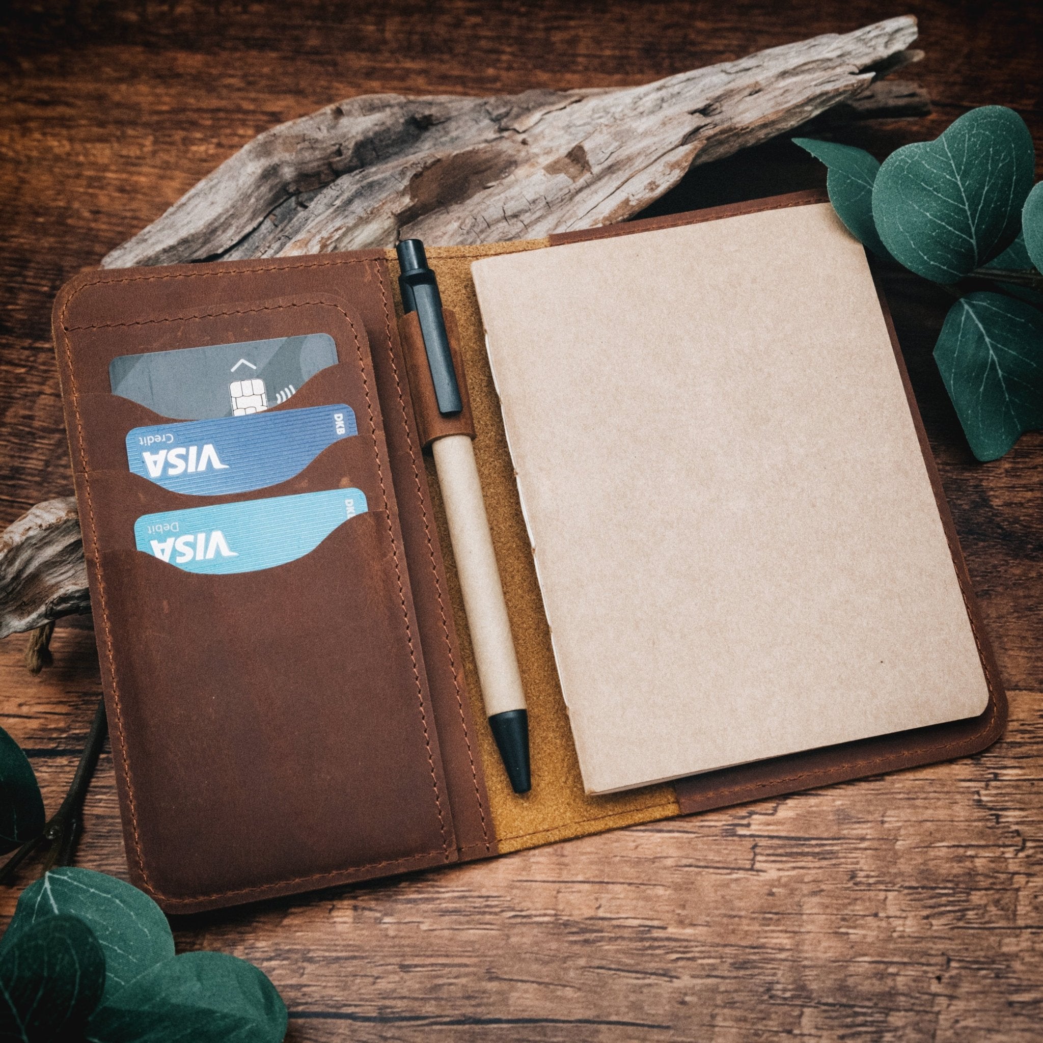 Journal aus echtem Leder - Vintage Travel Wunschname - Abenteuernah