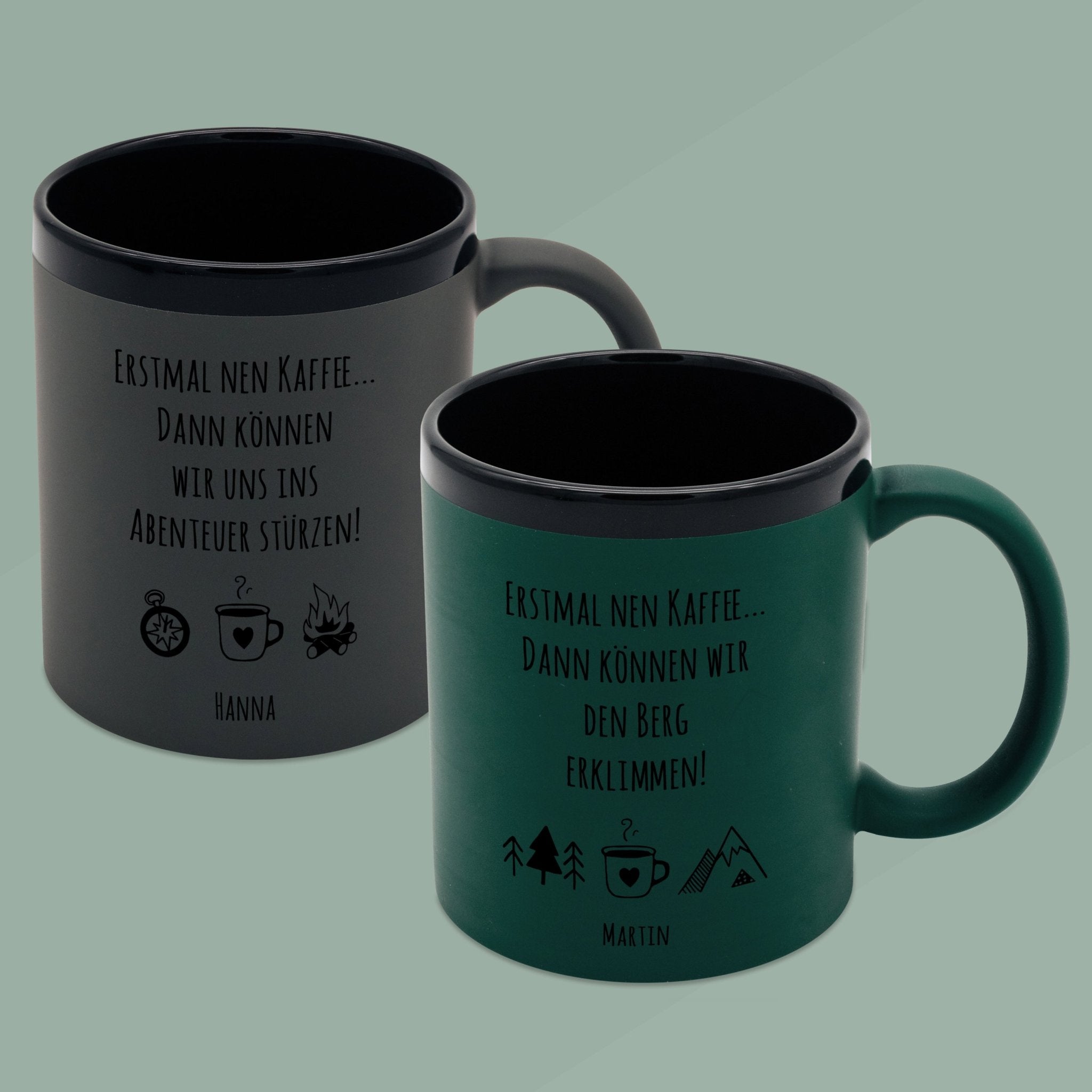 Keramiktasse farbig - Erstmal Kaffee - Abenteuernah