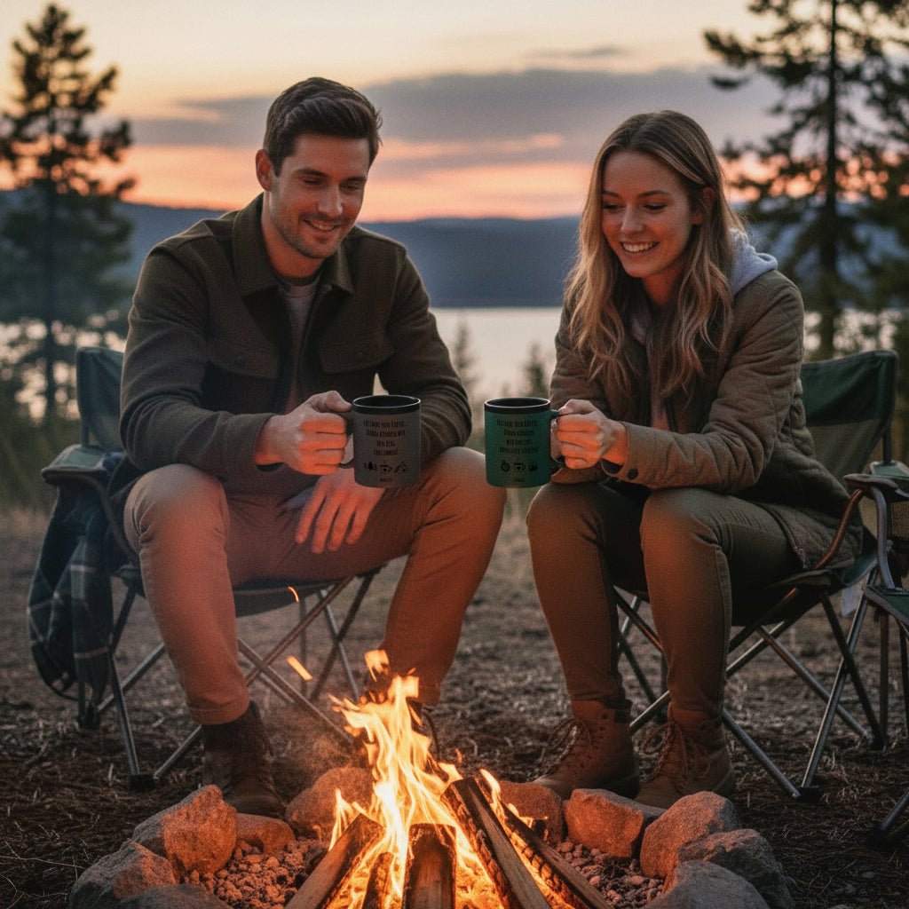 Keramiktasse farbig - Erstmal Kaffee - Abenteuernah