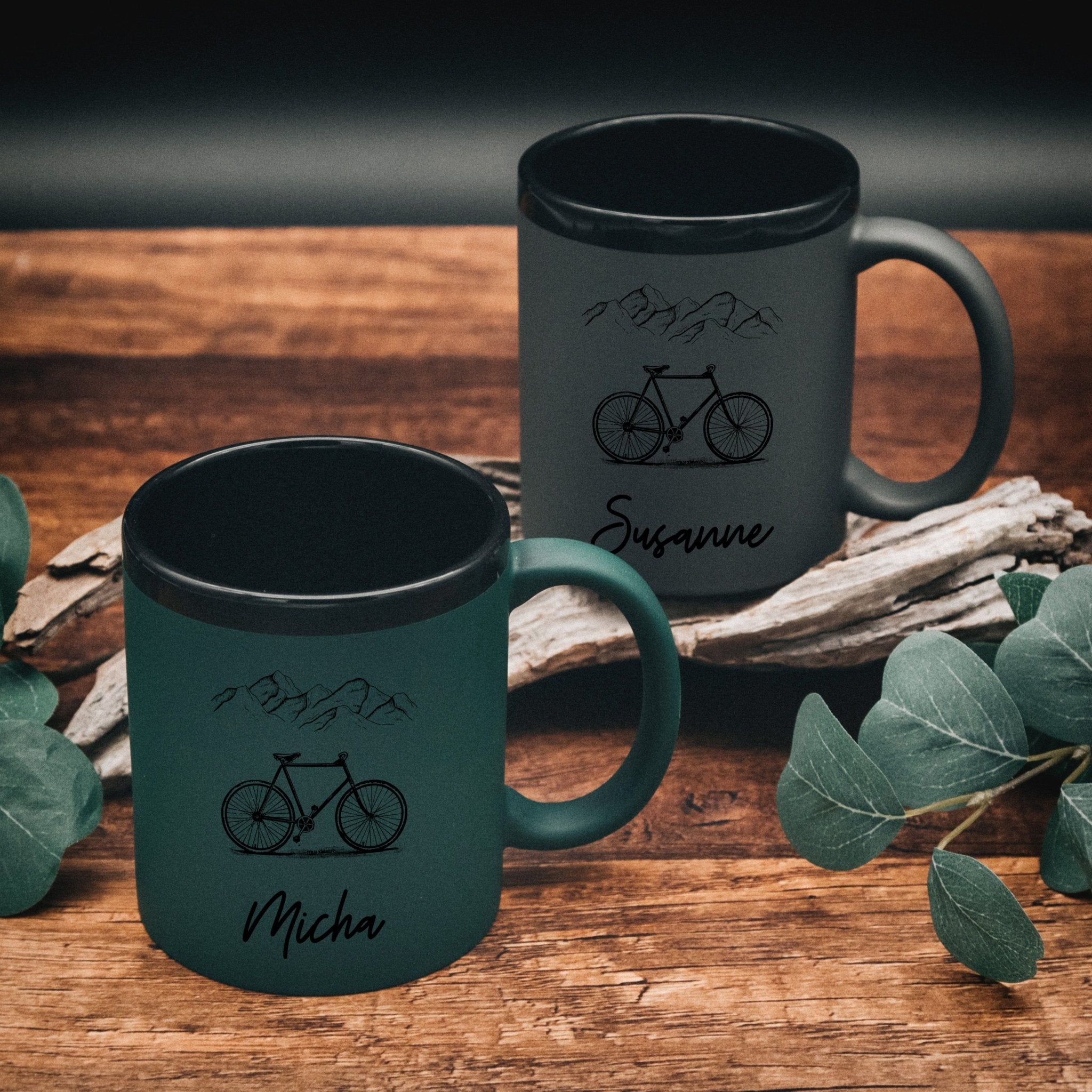 Keramiktasse farbig - Fahrrad - Abenteuernah