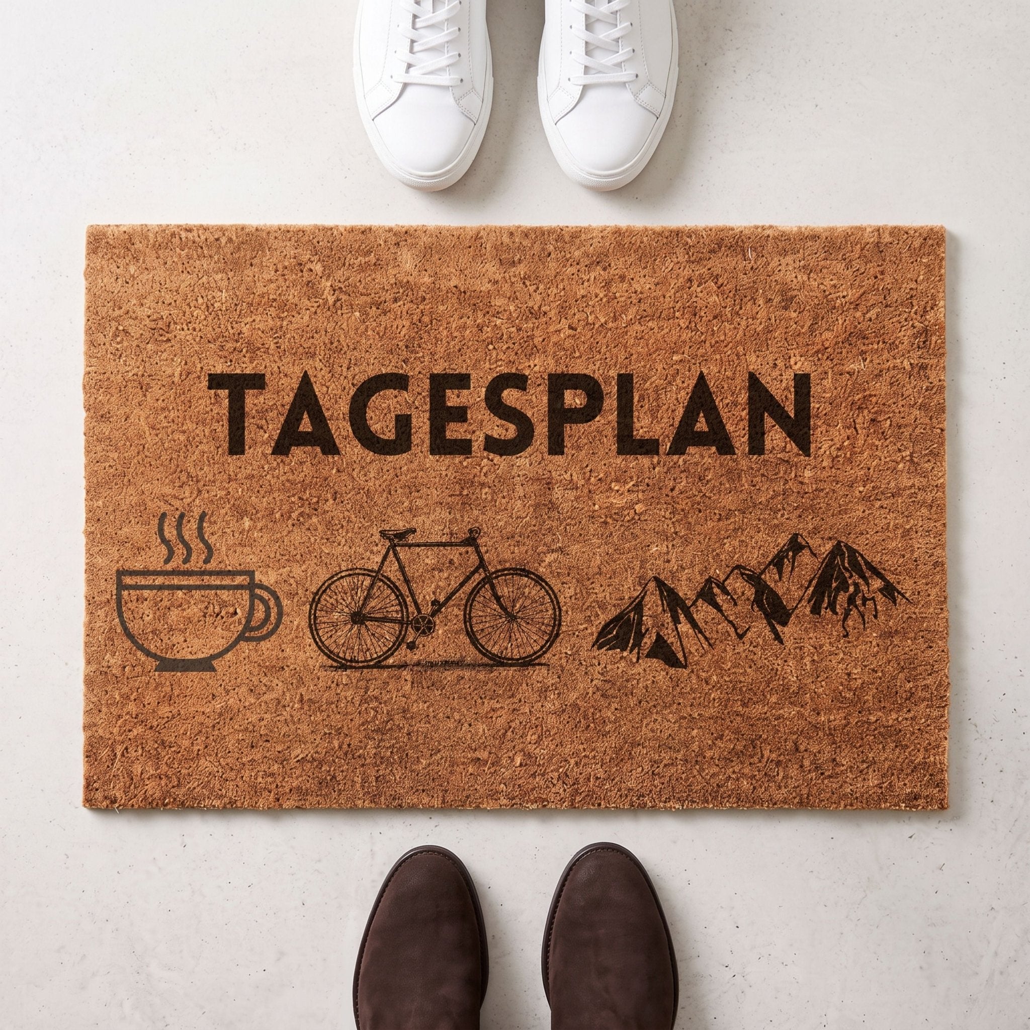 Kokos Fußmatte - Kaffee Fahrrad Berge - Abenteuernah