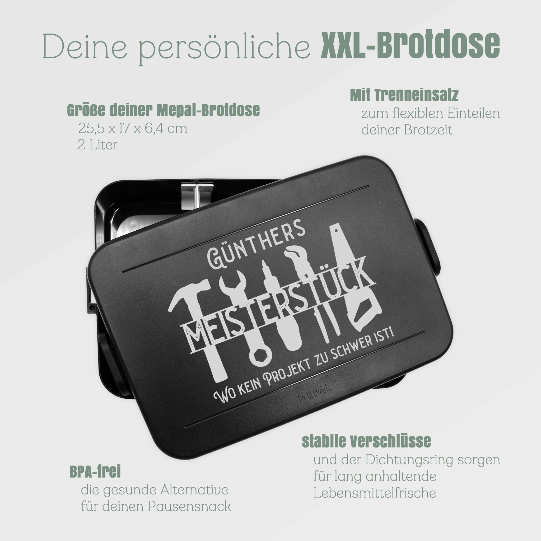 Mepal Brotdose schwarz XXL - Meisterstück - Abenteuernah