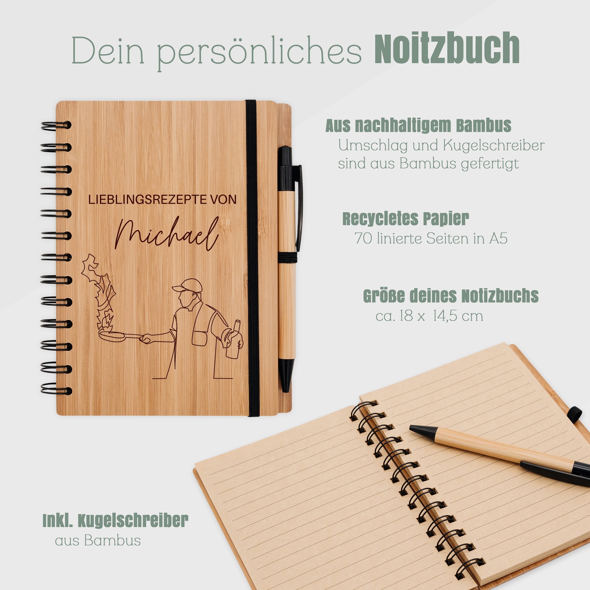 Notizbuch Holz - Lieblingsrezepte - Abenteuernah