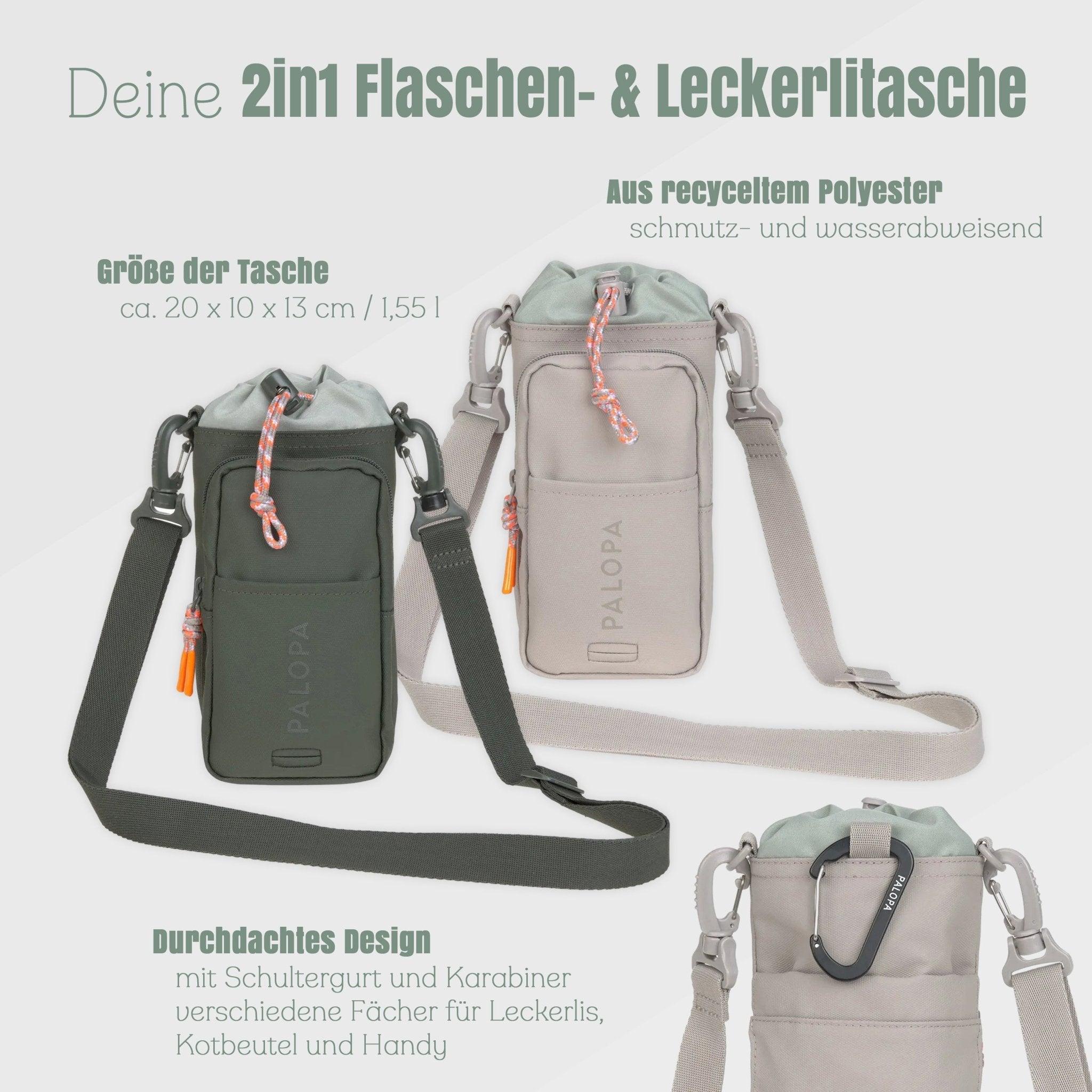 Palopa 2in1 Flaschen - und Leckerlitasche - Wunschname - Abenteuernah