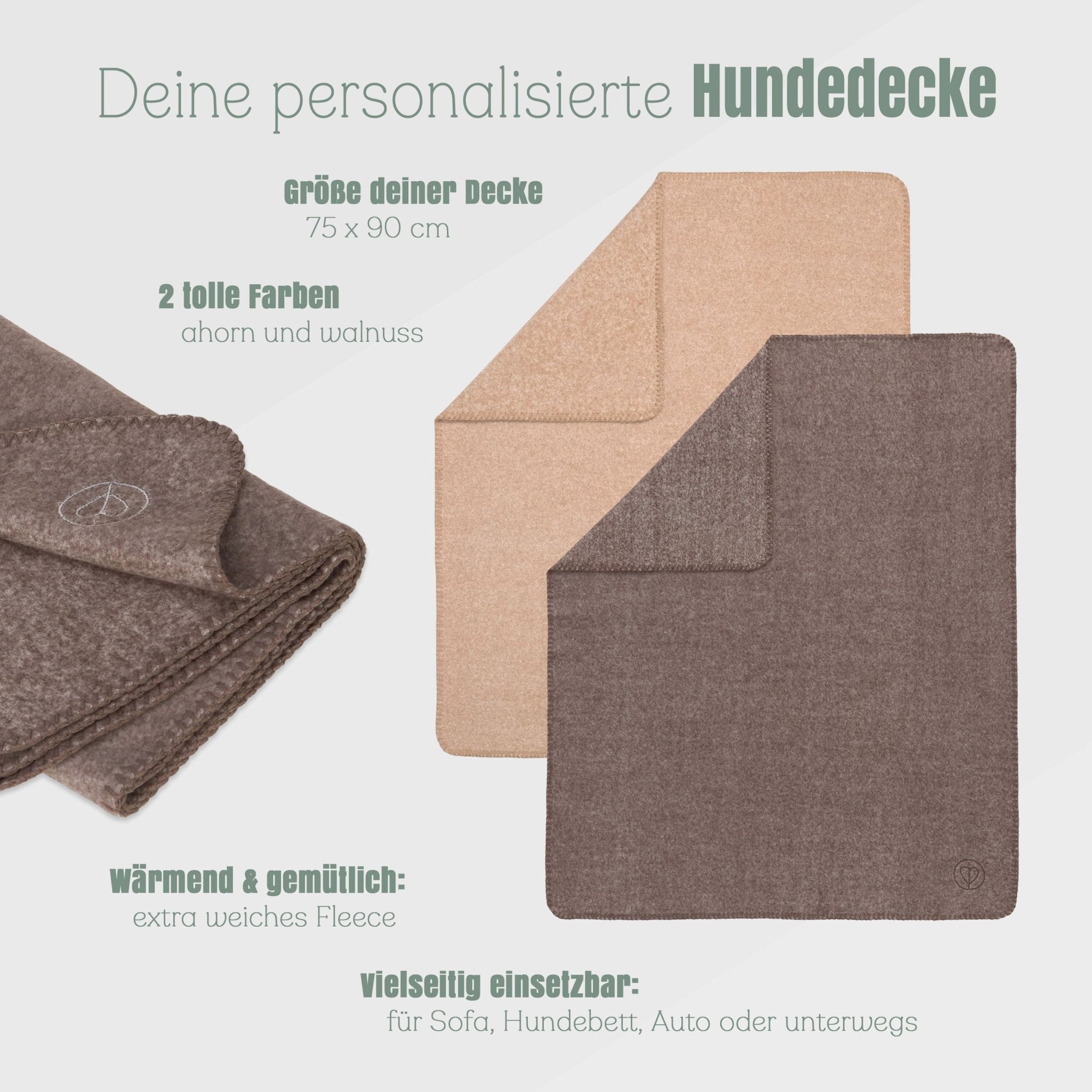 Palopa Hunde kuschelige Fleecedecke L Brauntöne - Wunschname - Abenteuernah