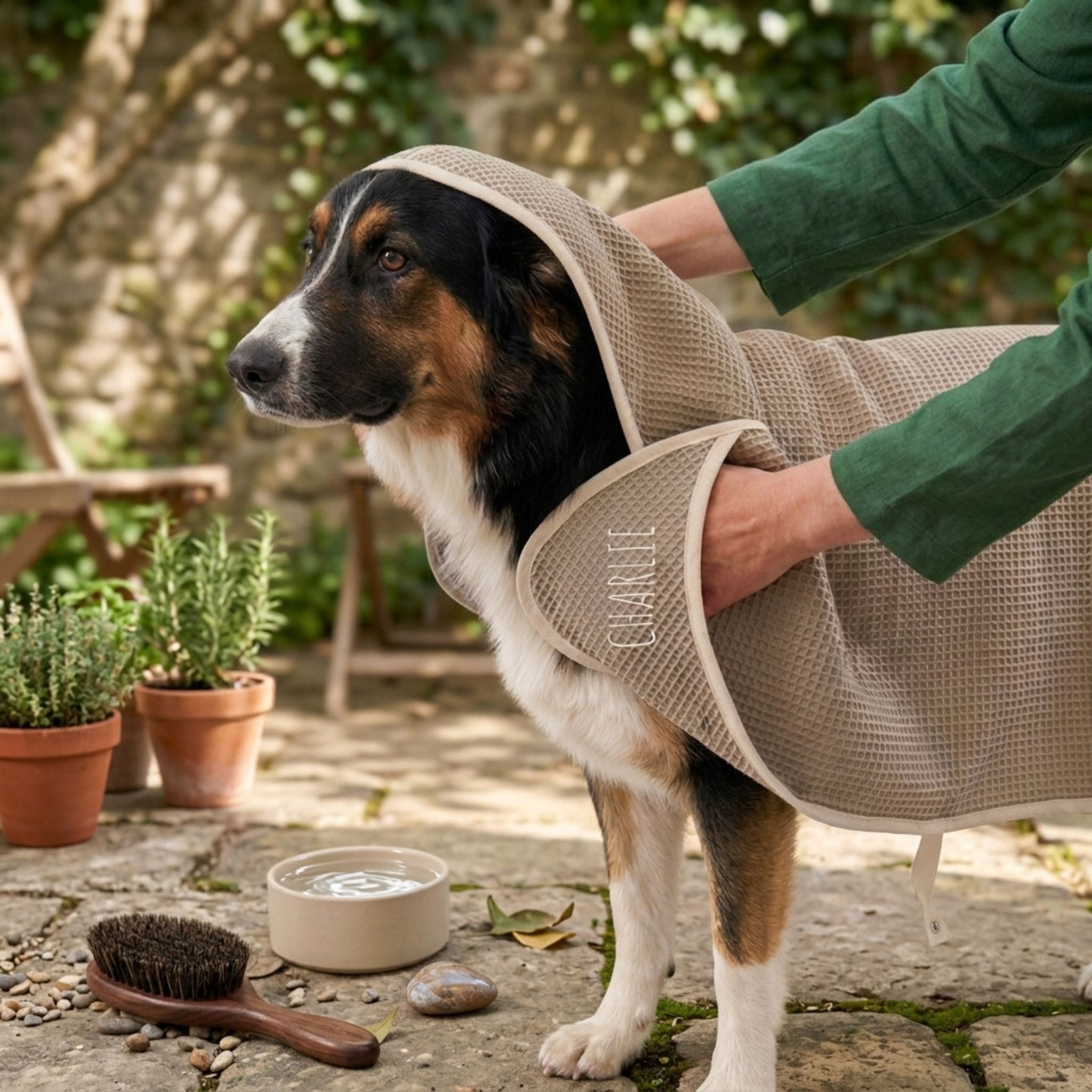 Palopa Hundehandtuch Waffelmuster - Wunschname - Abenteuernah