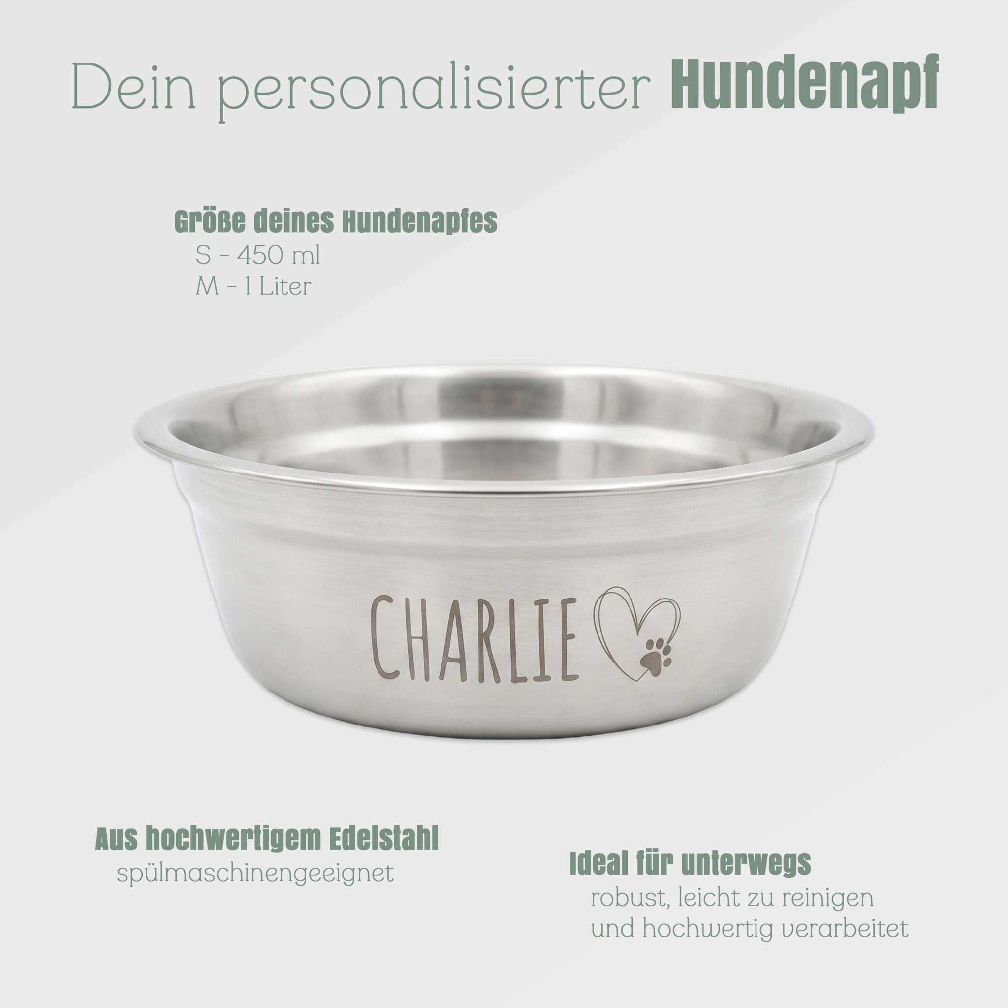 Palopa Hundenapf Edelstahl - Wunschname - Abenteuernah