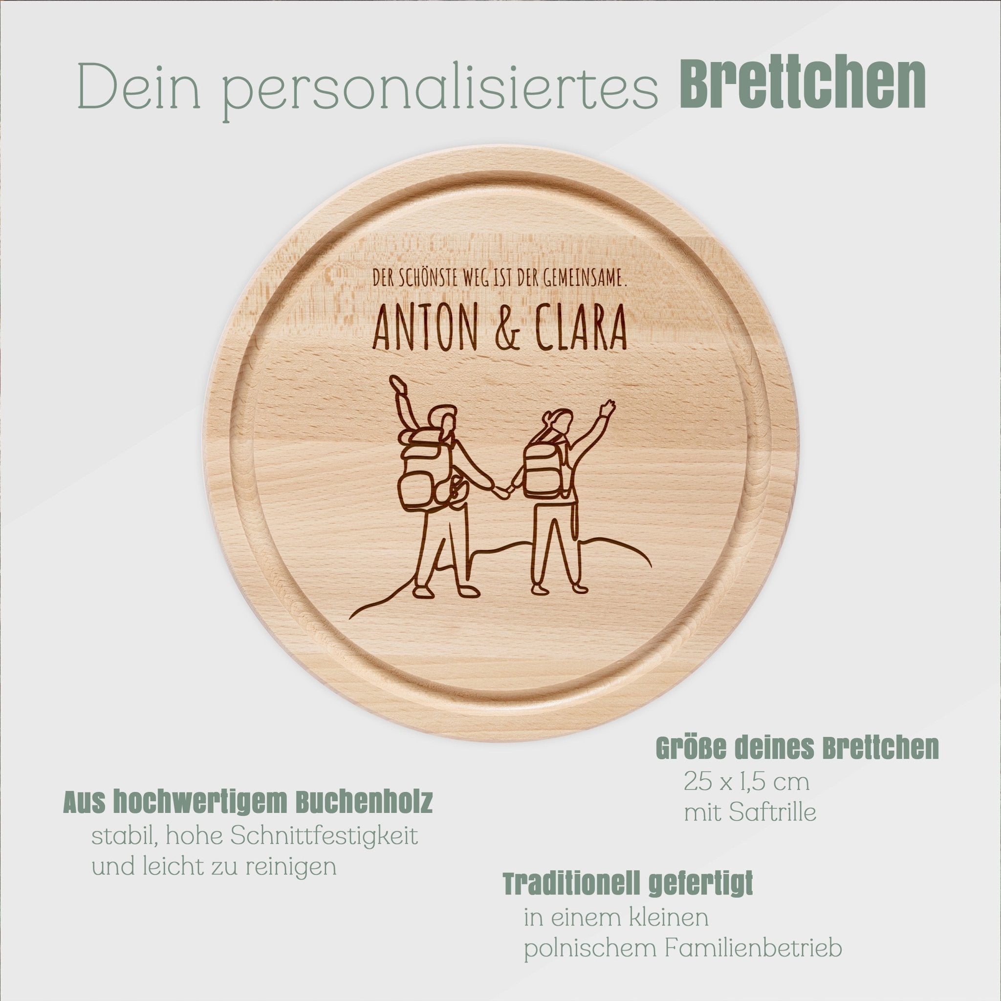 Rundes Holzbrett - Der schönste Weg gemeinsam - Abenteuernah