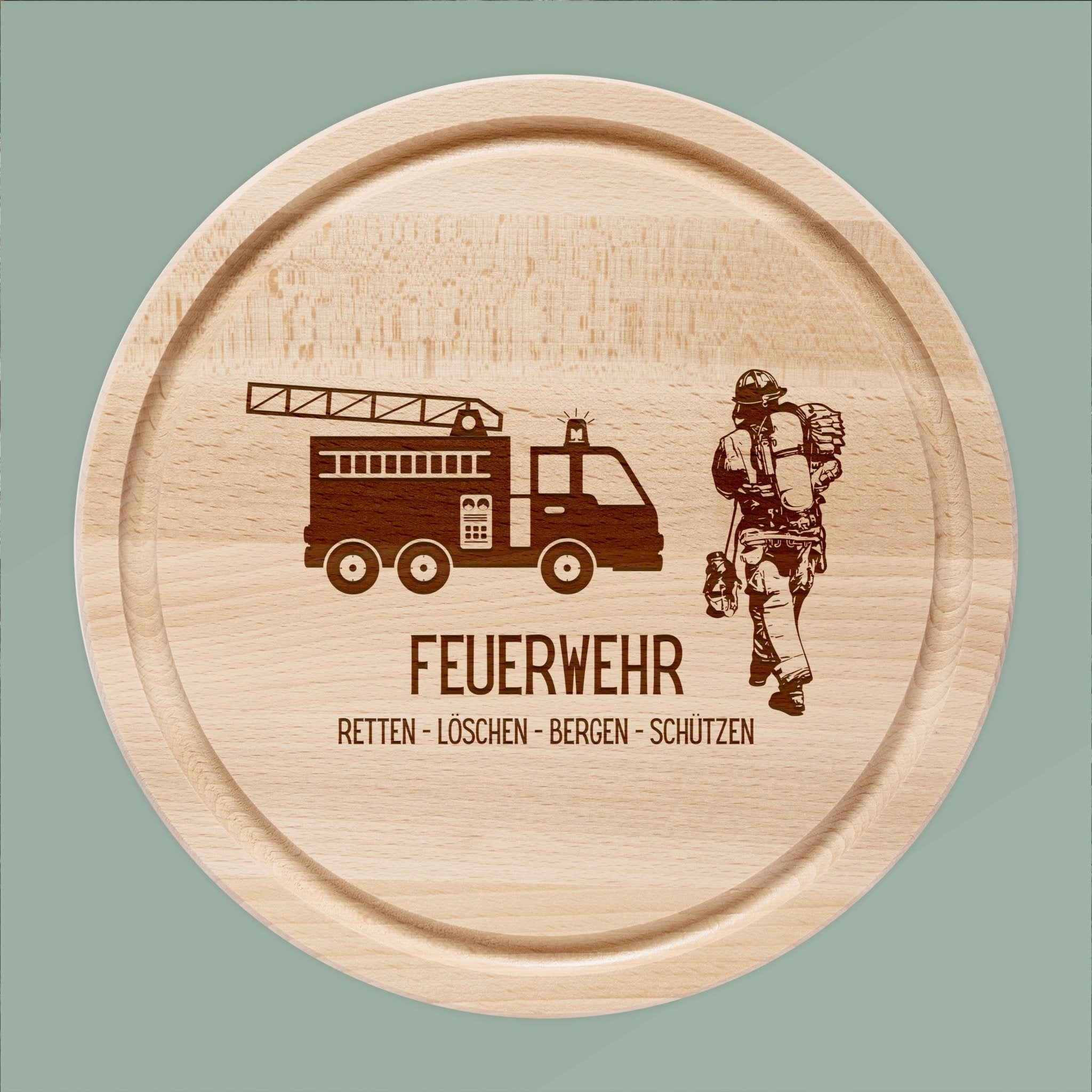 Rundes Holzbrett - Feuerwehr - Abenteuernah