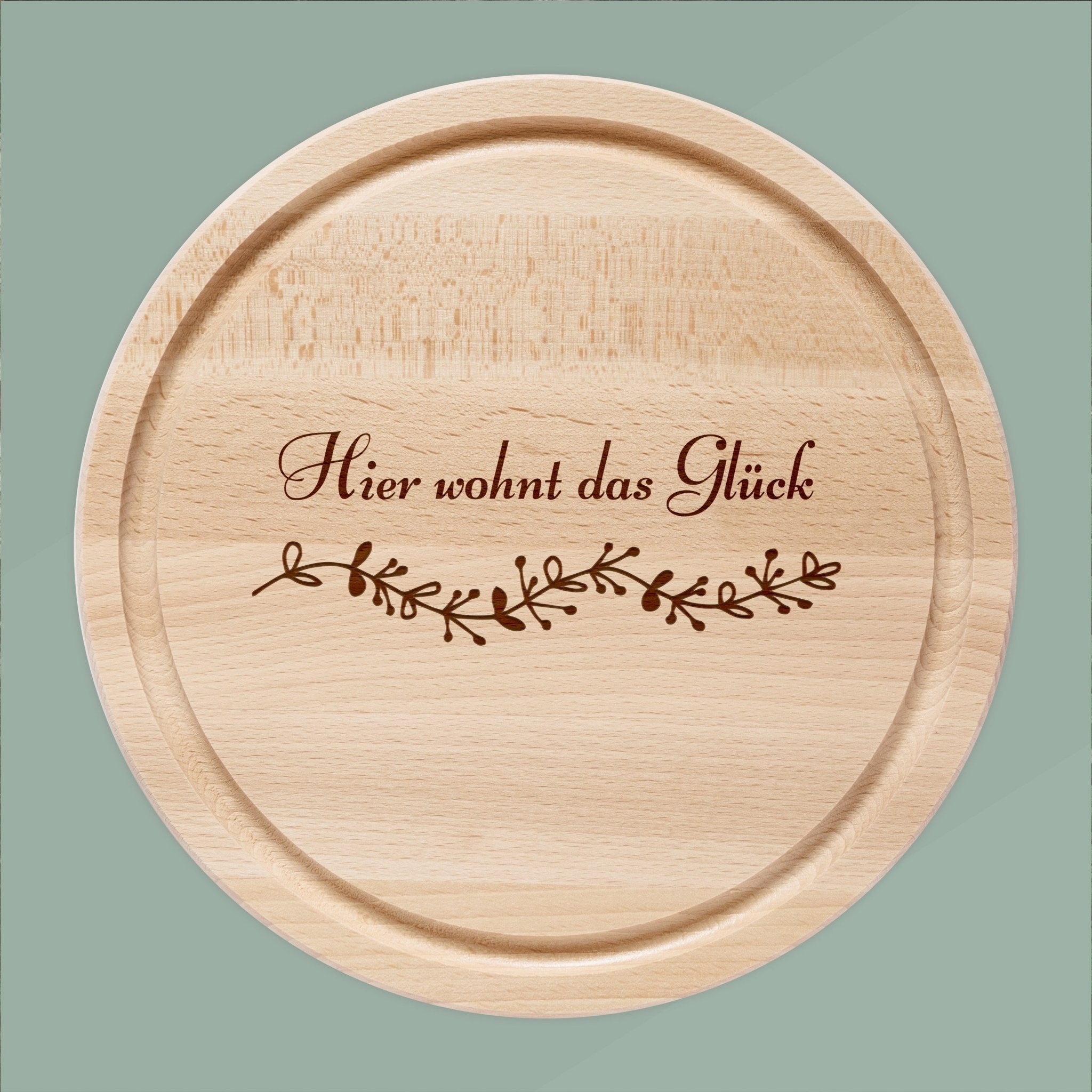 Rundes Holzbrett - Hier wohnt das Glück - Abenteuernah