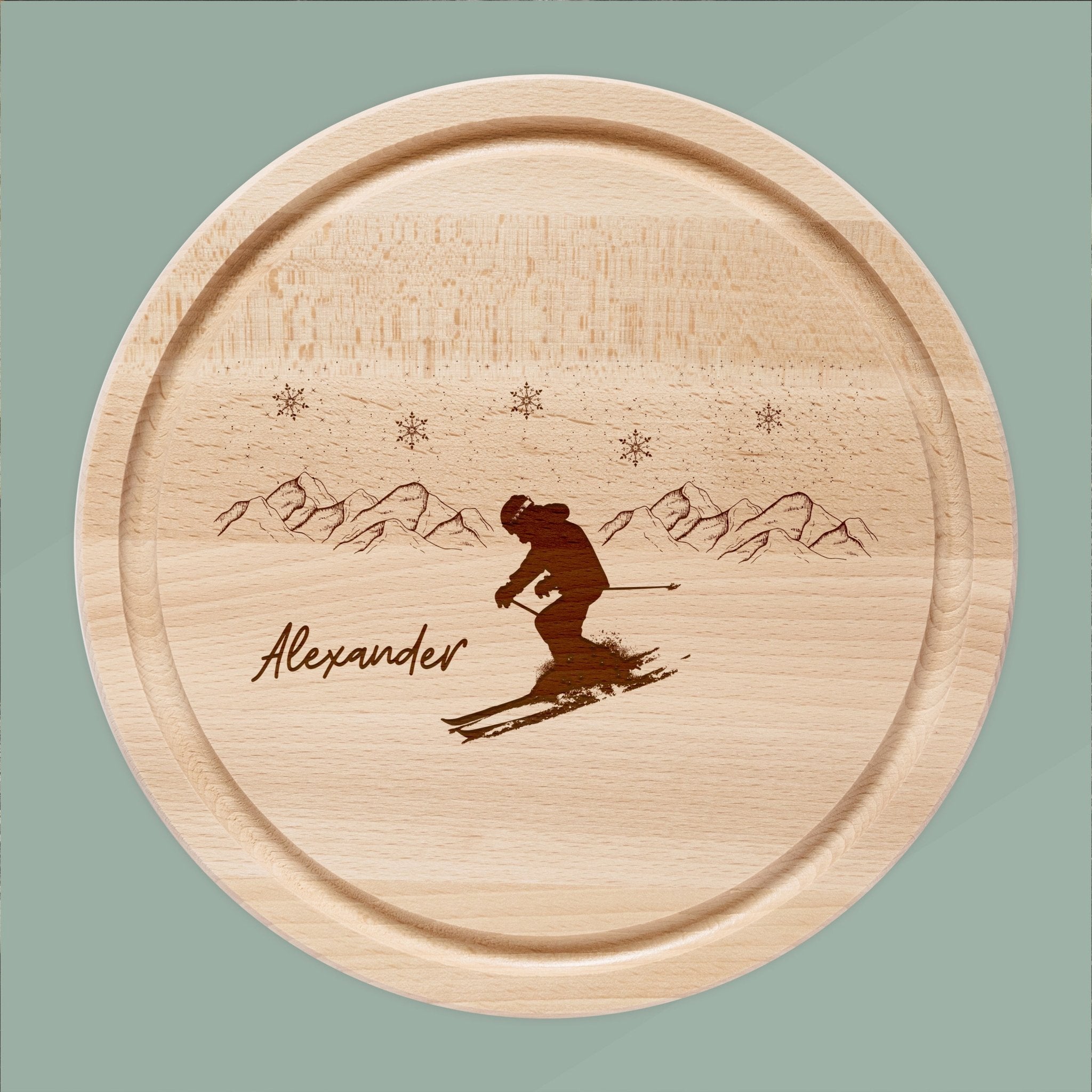 Rundes Holzbrett - Ski - Abenteuernah