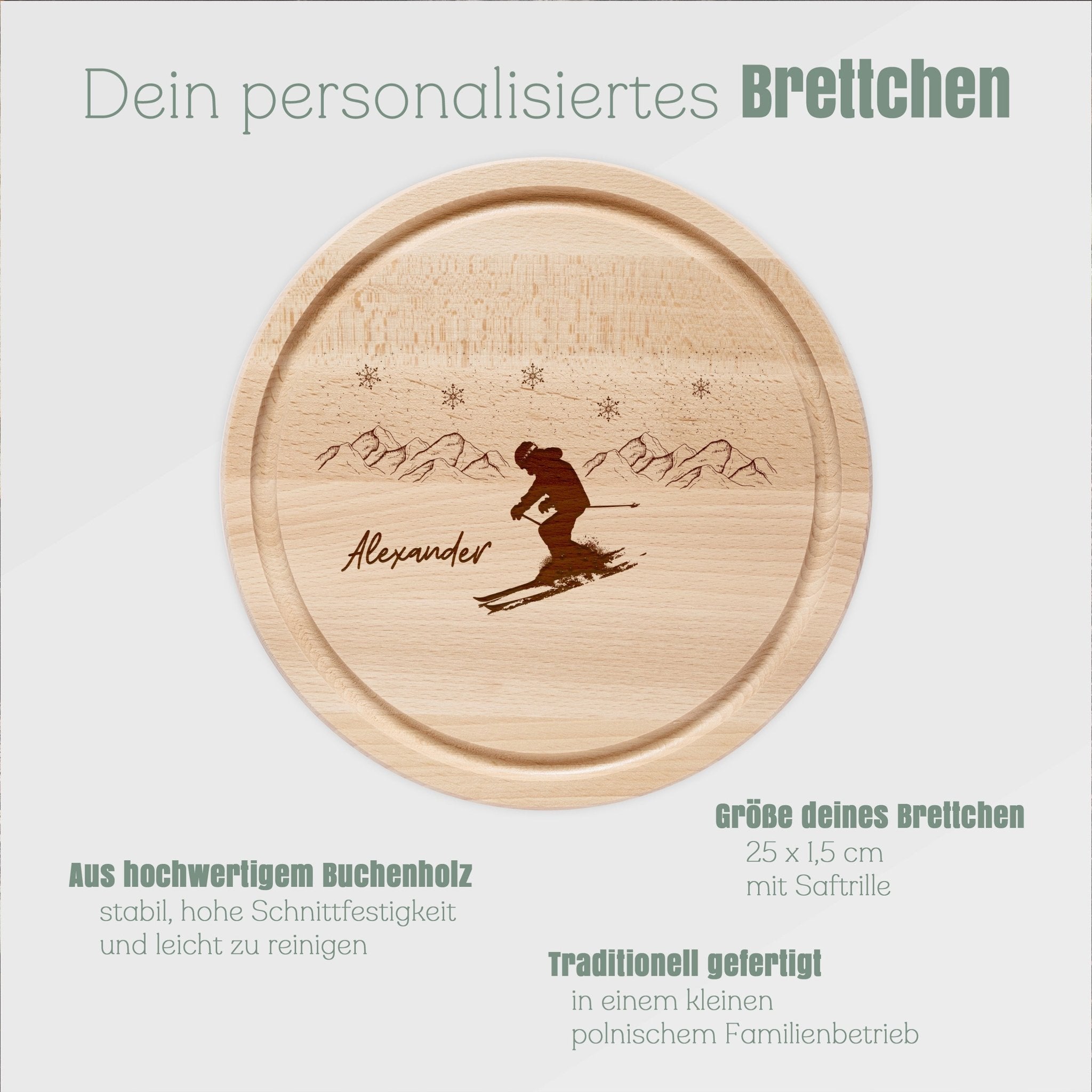 Rundes Holzbrett - Ski - Abenteuernah
