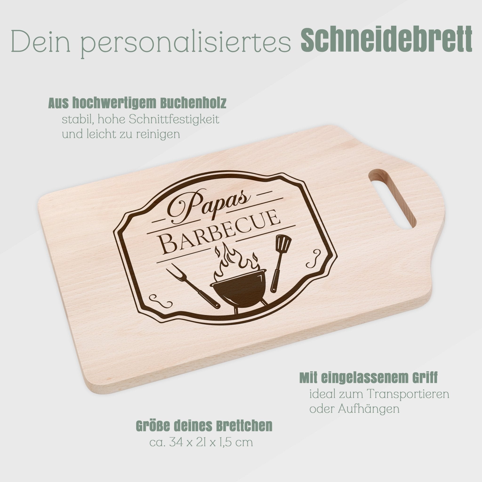 Schneidebrett mit Griffmulde - Papas Barbecue - Abenteuernah