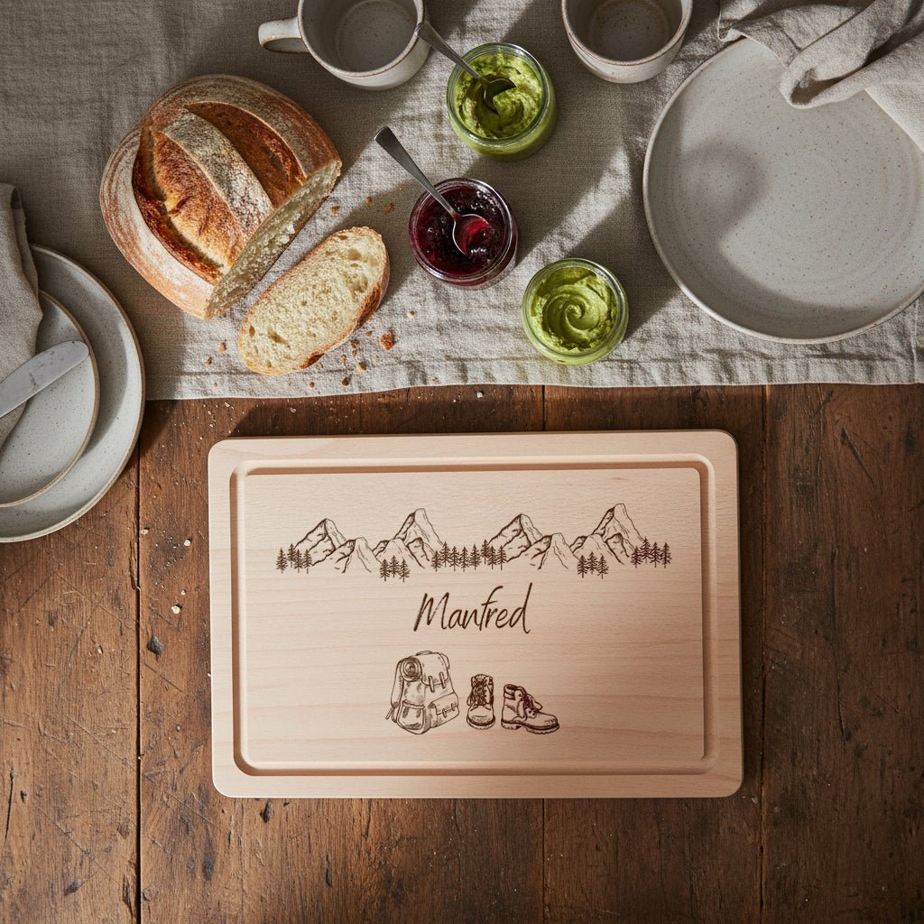 Schneidebrett mit Saftrille - Wanderausrüstung mit Bergen - Abenteuernah