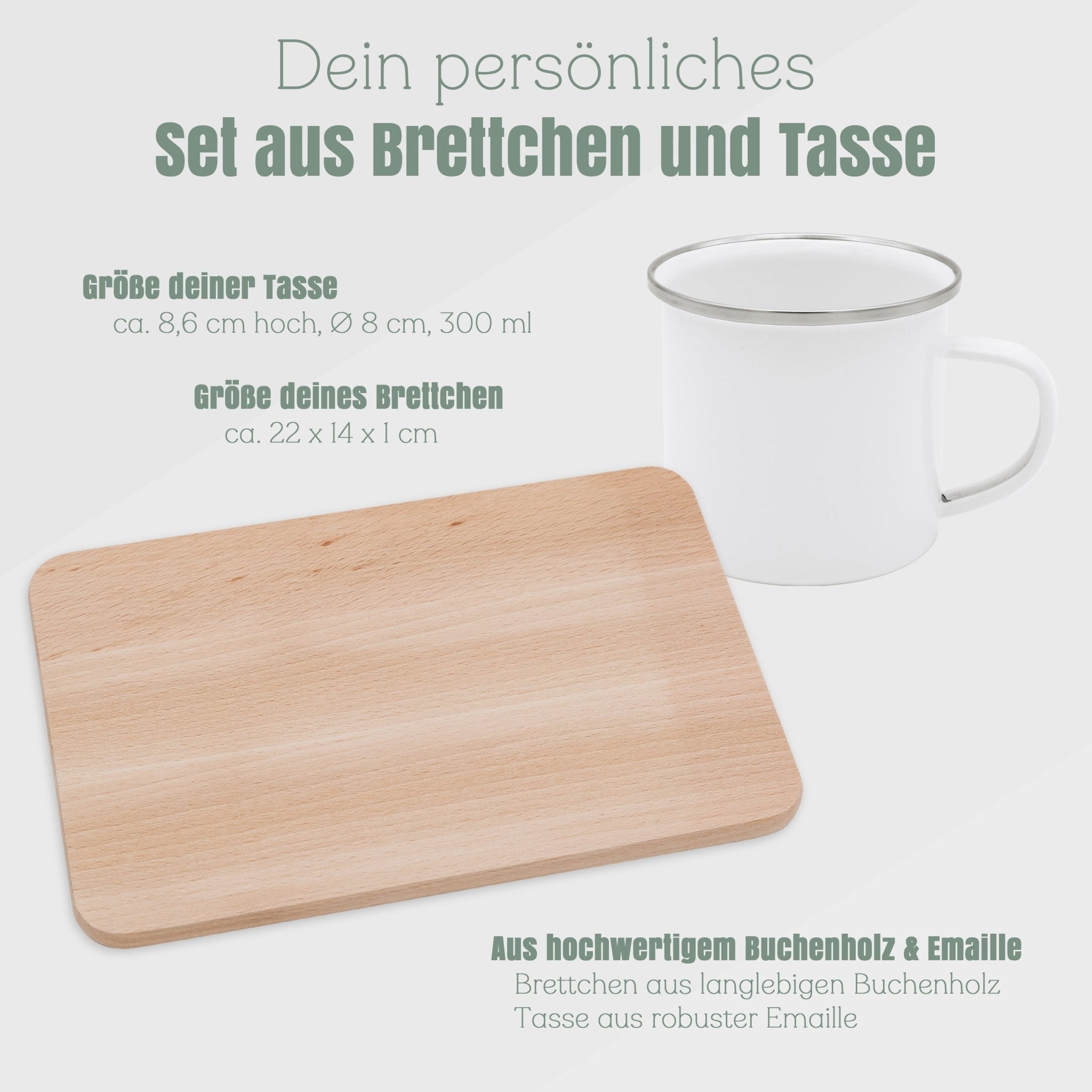 Set Frühstücksbrett Buche und Emailletasse - Unterwegs daheim - Abenteuernah