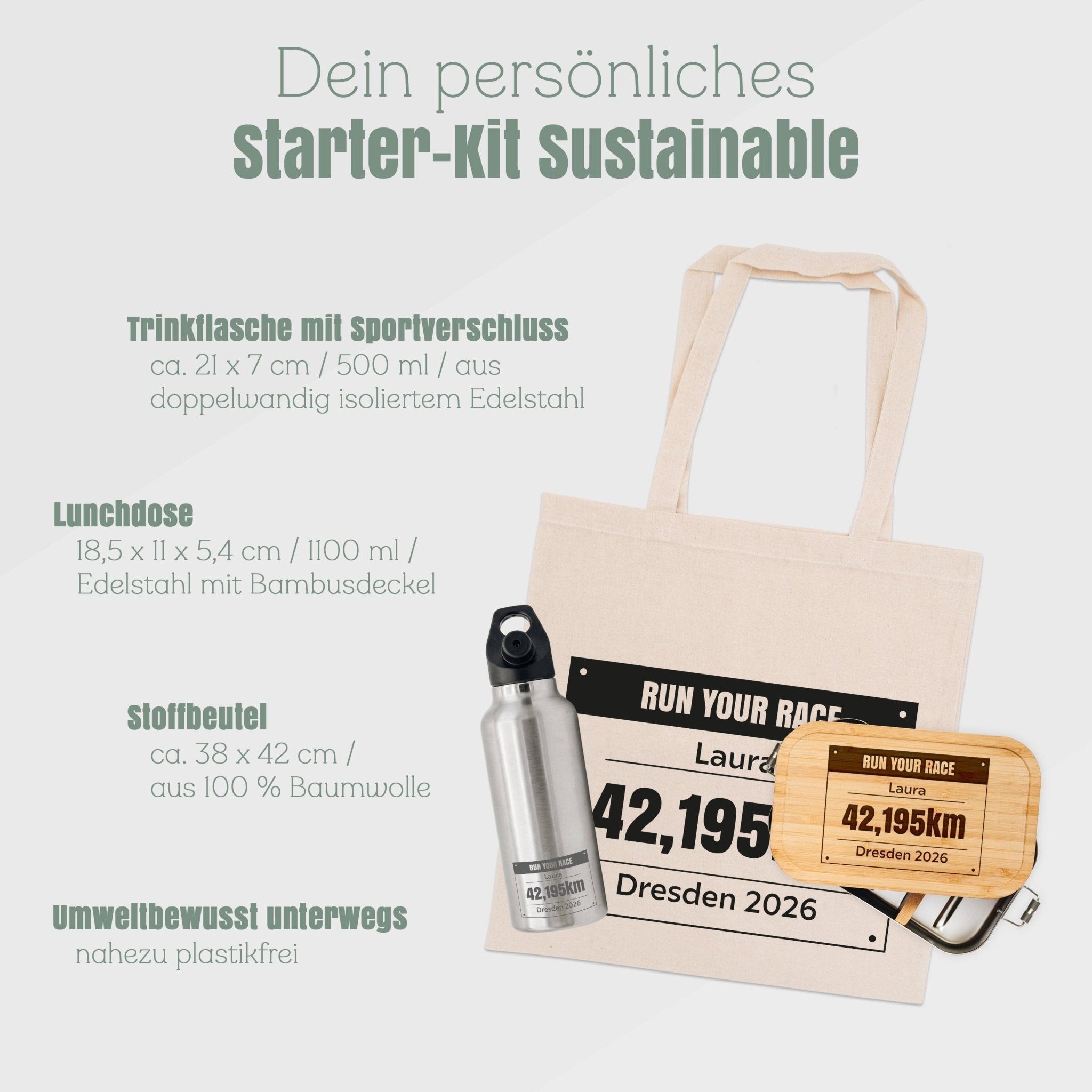 Starterkit Marathon personalisiert - Laufevent Sustainable - Abenteuernah
