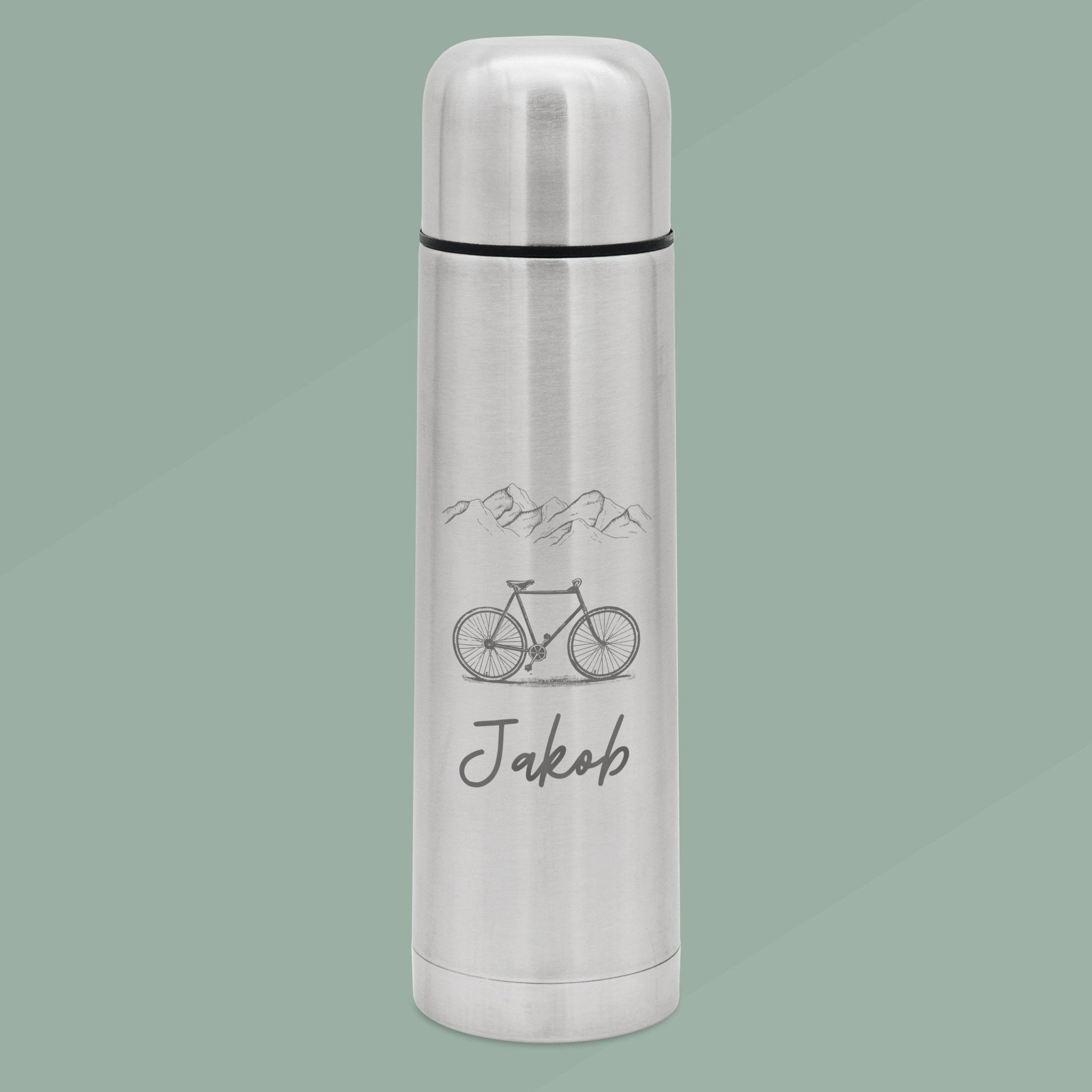 Thermosflasche Edelstahl - Fahrrad Berge - Abenteuernah