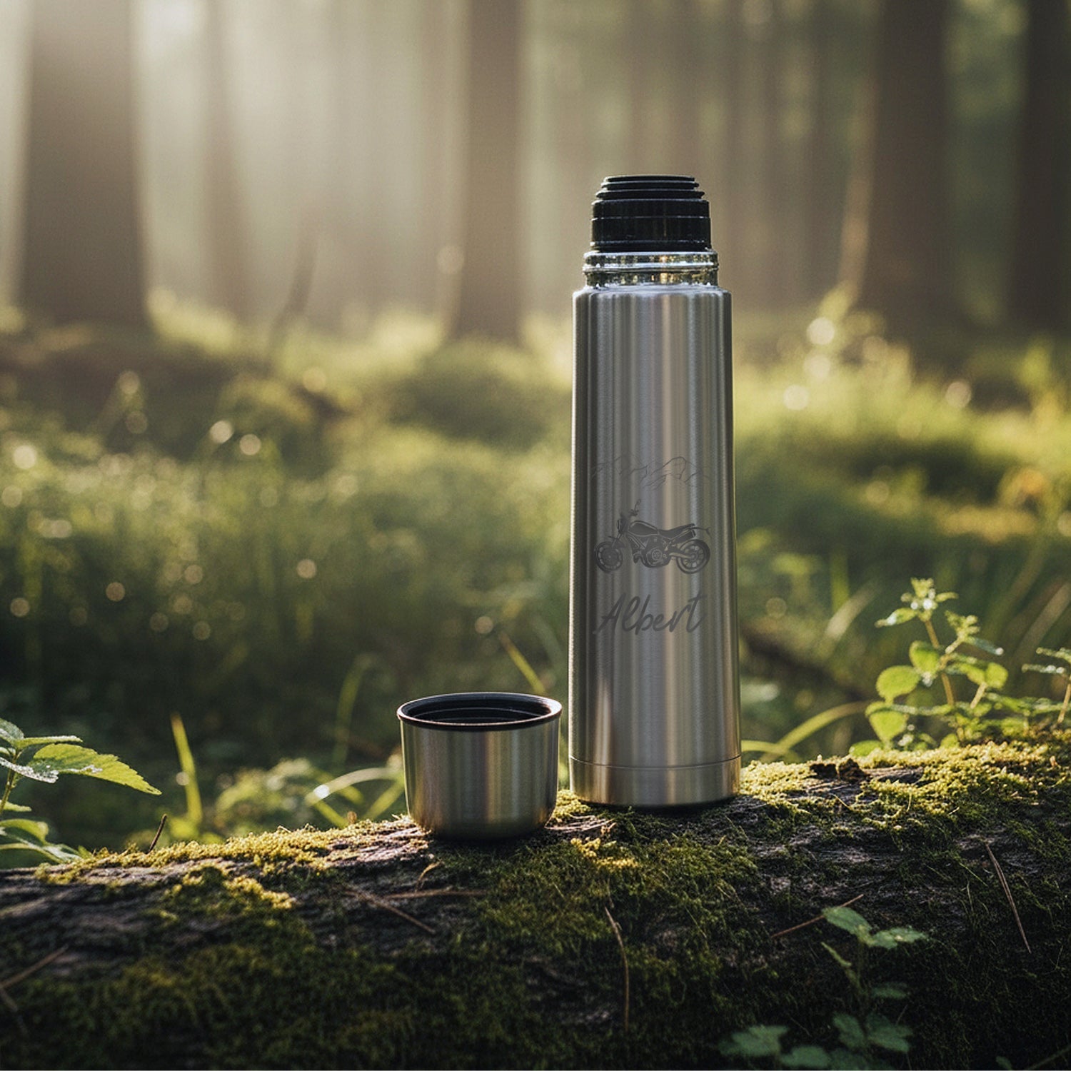 Thermosflasche Edelstahl - Fahrrad Berge - Abenteuernah