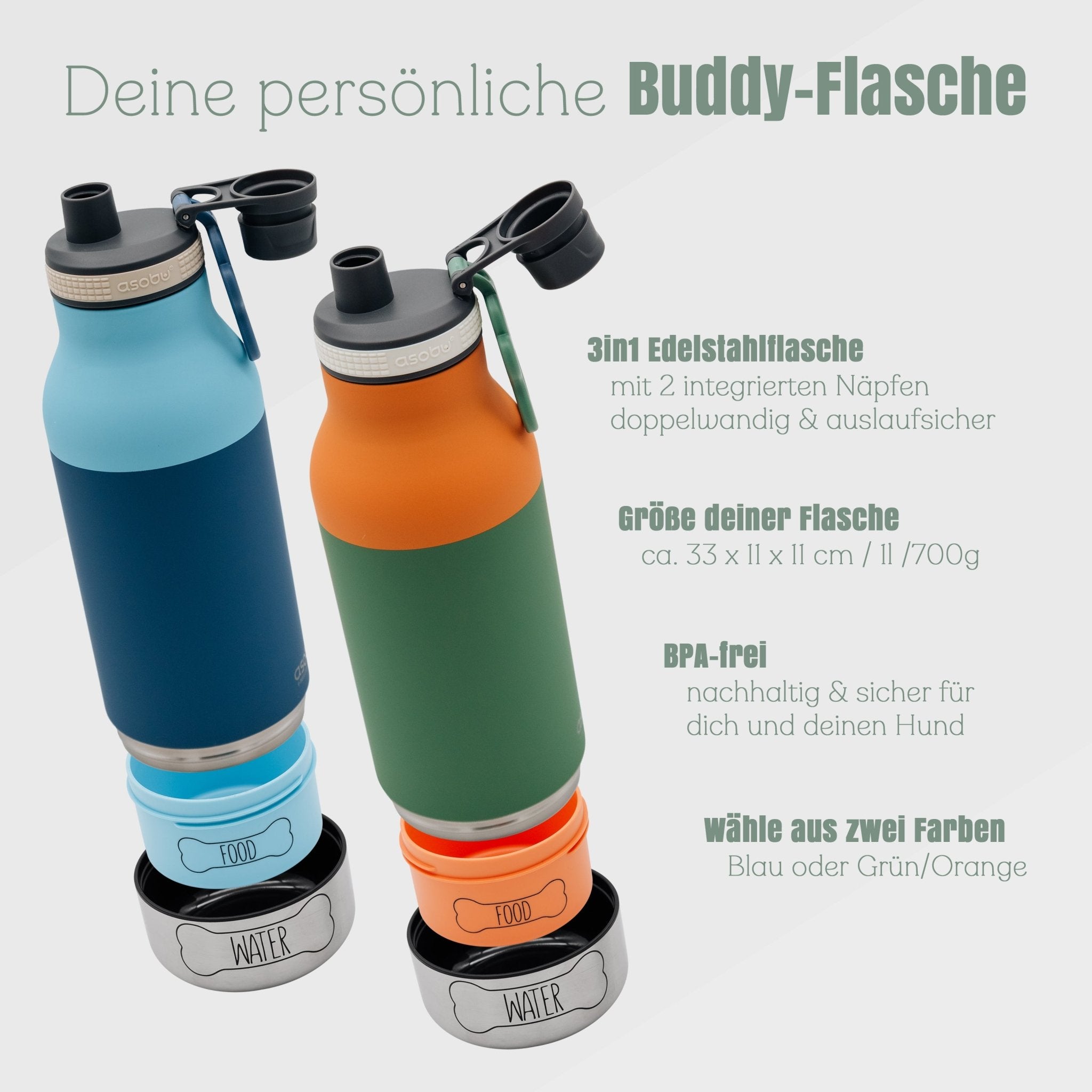 Trinkflasche Buddy - Hundepfote - Abenteuernah