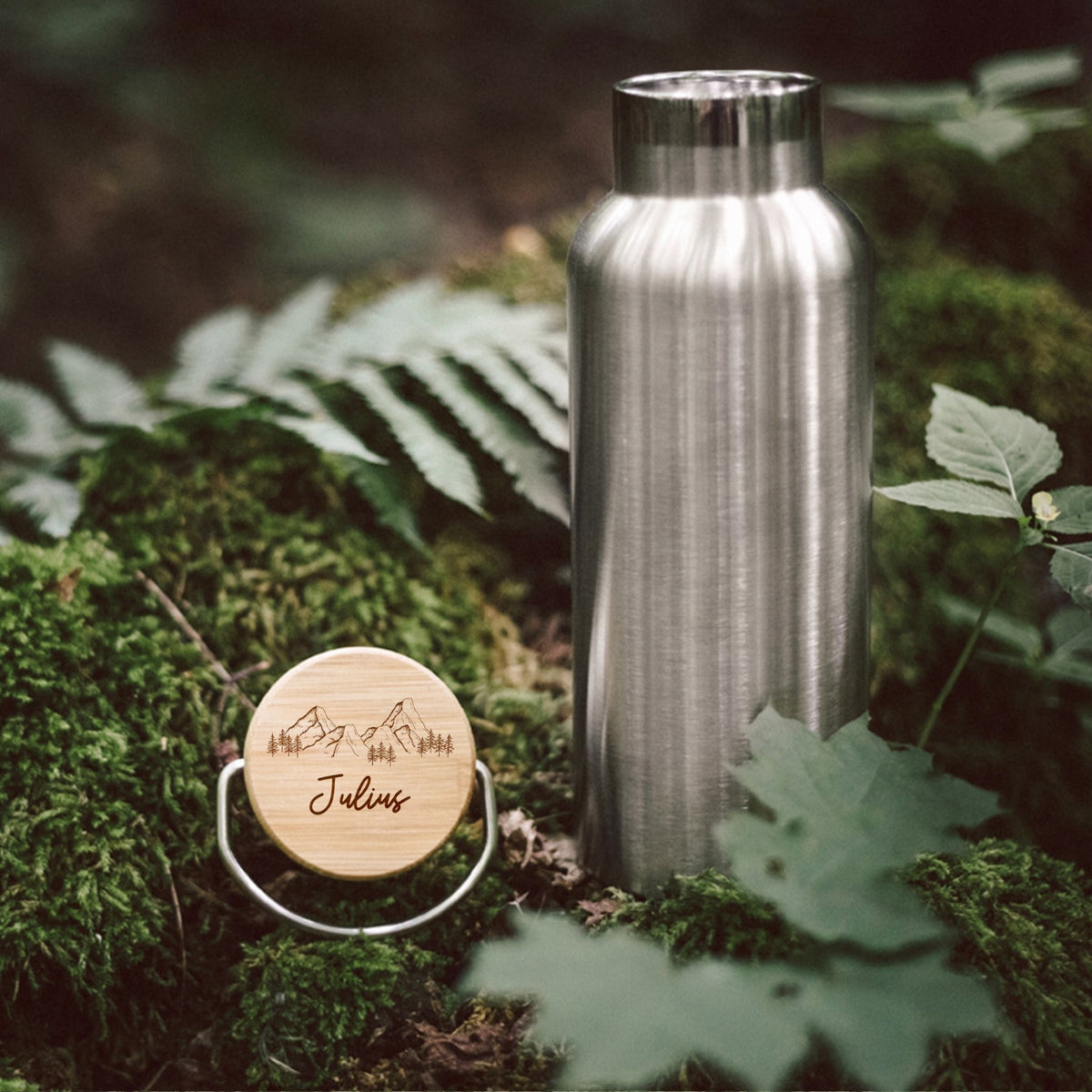 Trinkflasche Wandern personalisiert Edelstahl