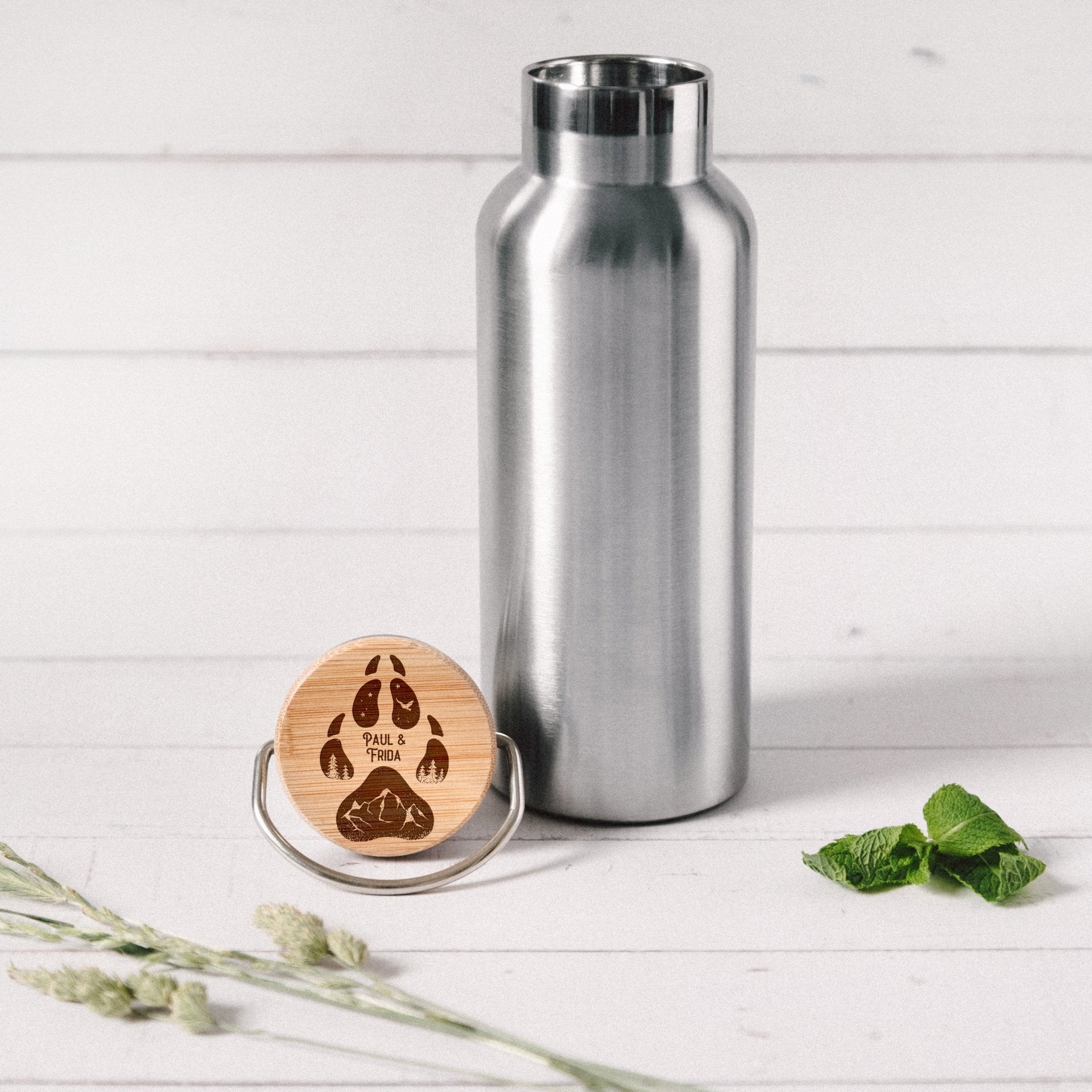 Trinkflasche Edelstahl - Hundepfote - Abenteuernah