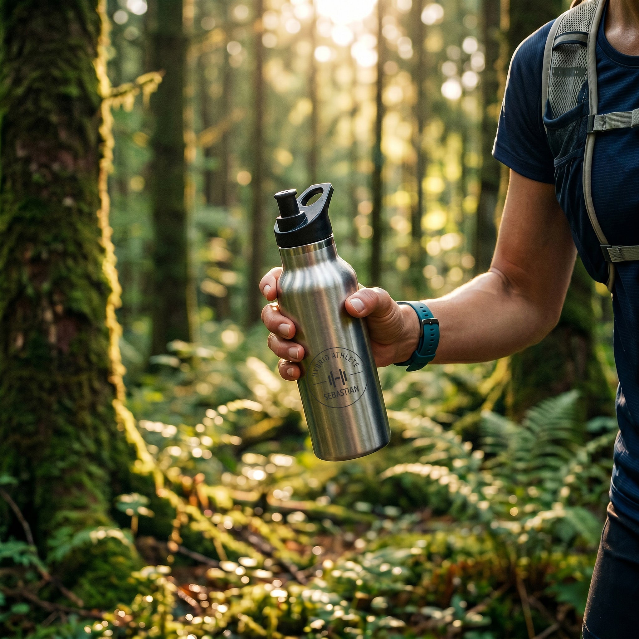 Trinkflasche Edelstahl mit Sportverschluss - Fitness - Abenteuernah