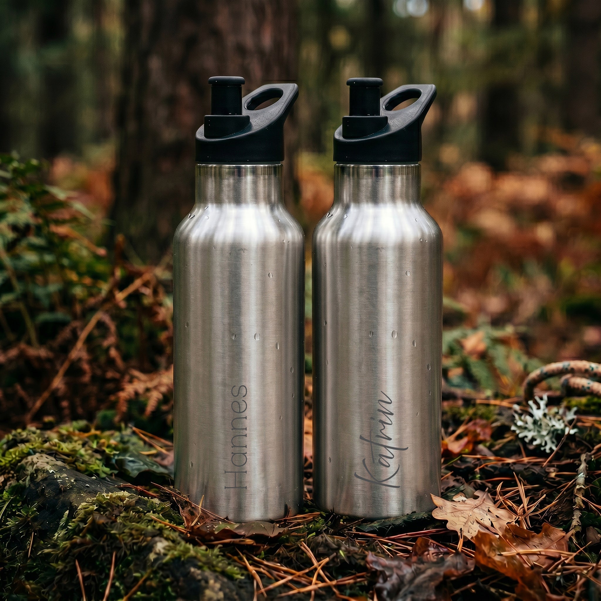 Trinkflasche Edelstahl mit Sportverschluss - personalisiert - Abenteuernah