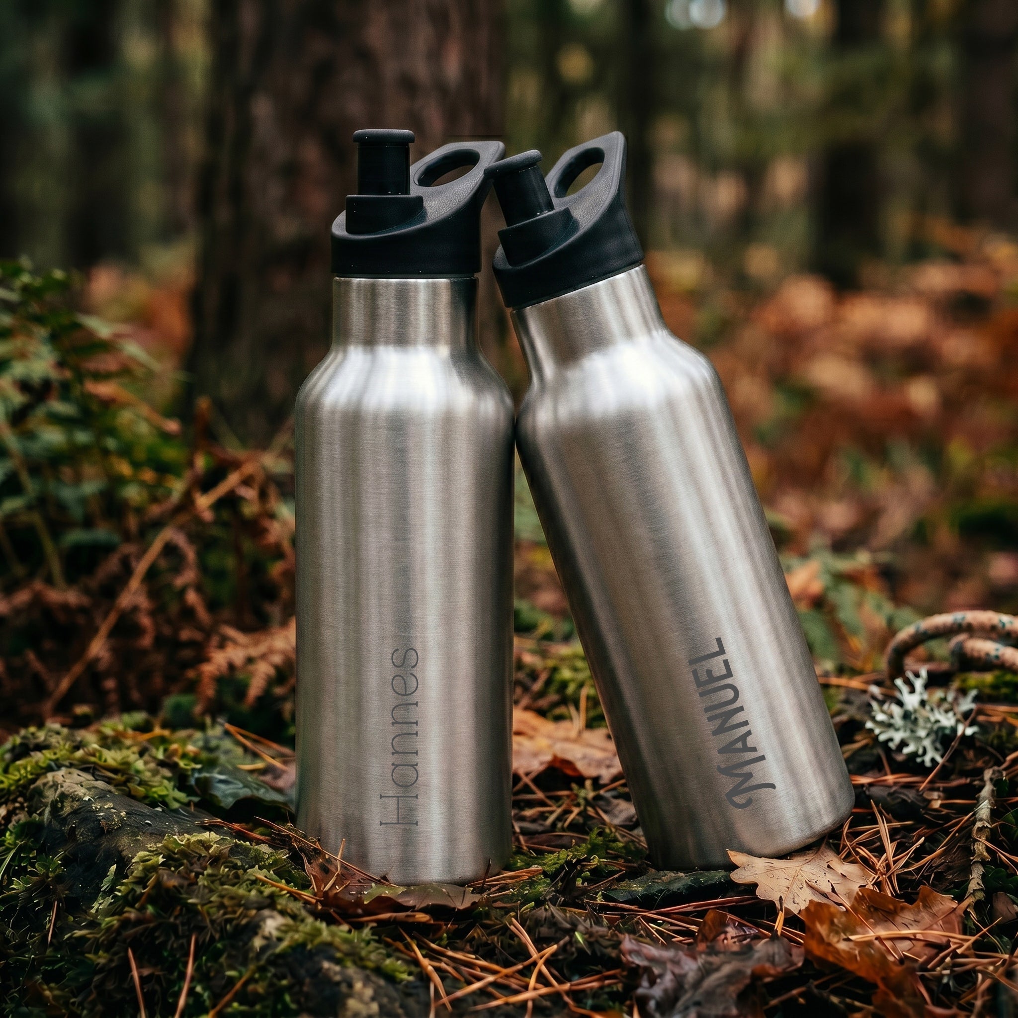 Trinkflasche Edelstahl mit Sportverschluss - personalisiert - Abenteuernah
