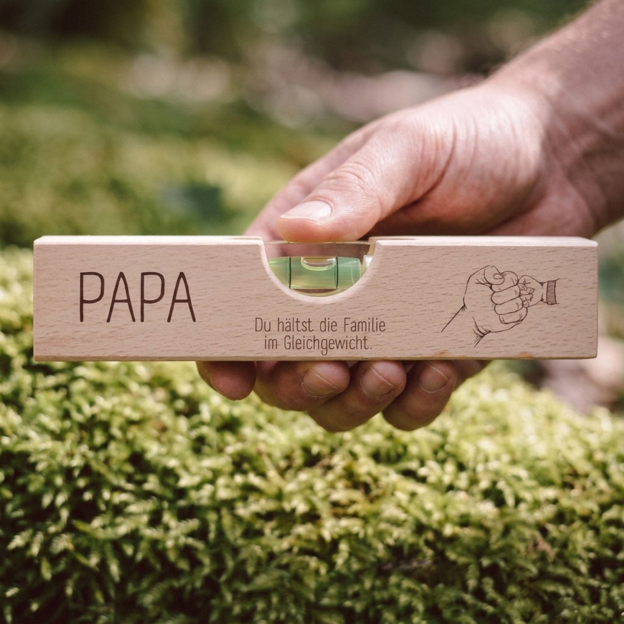 Wasserwaage Holz - Papa, du hältst die Familie im Gleichgewicht - Abenteuernah