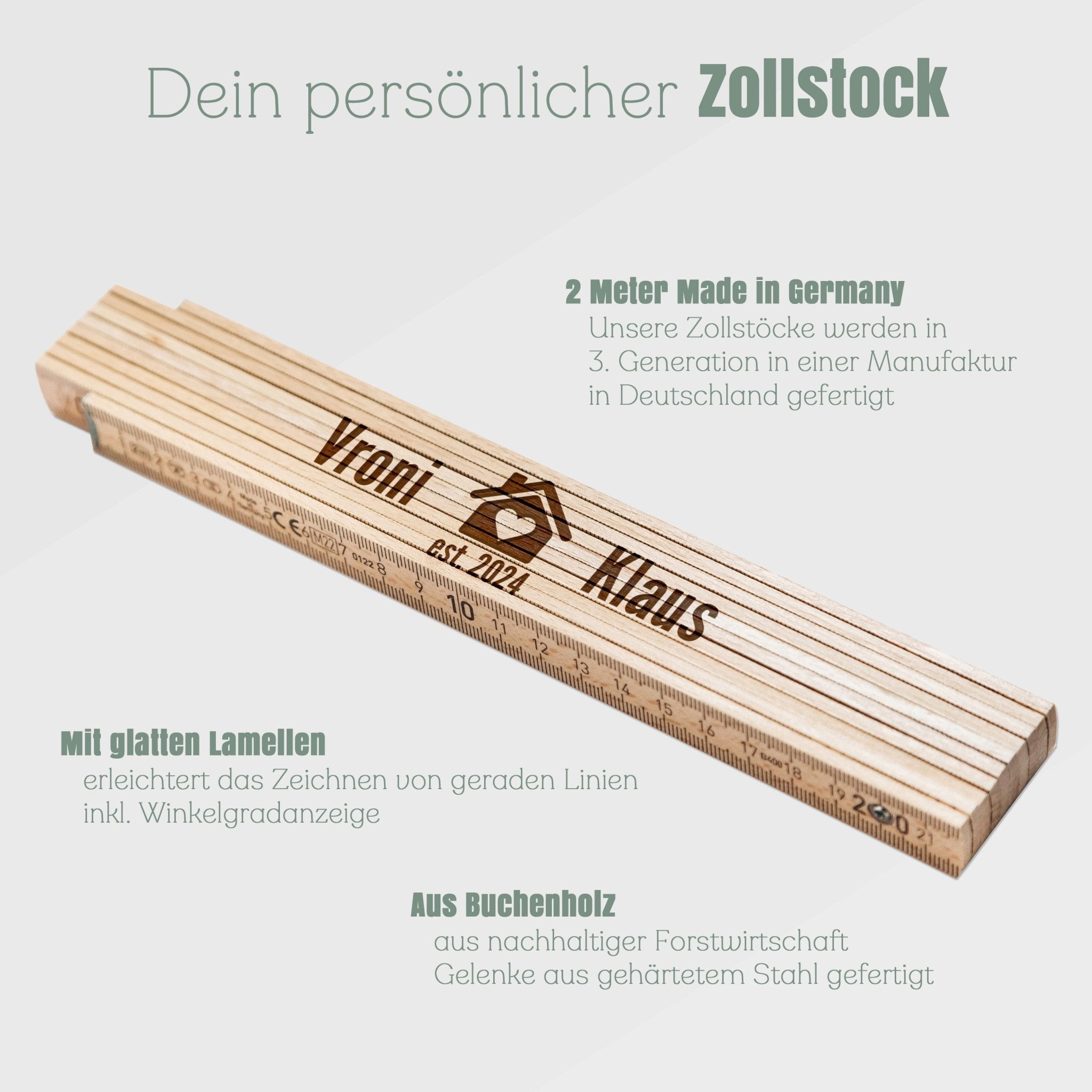 Zollstock personalisiert - Haus und Namen - Abenteuernah