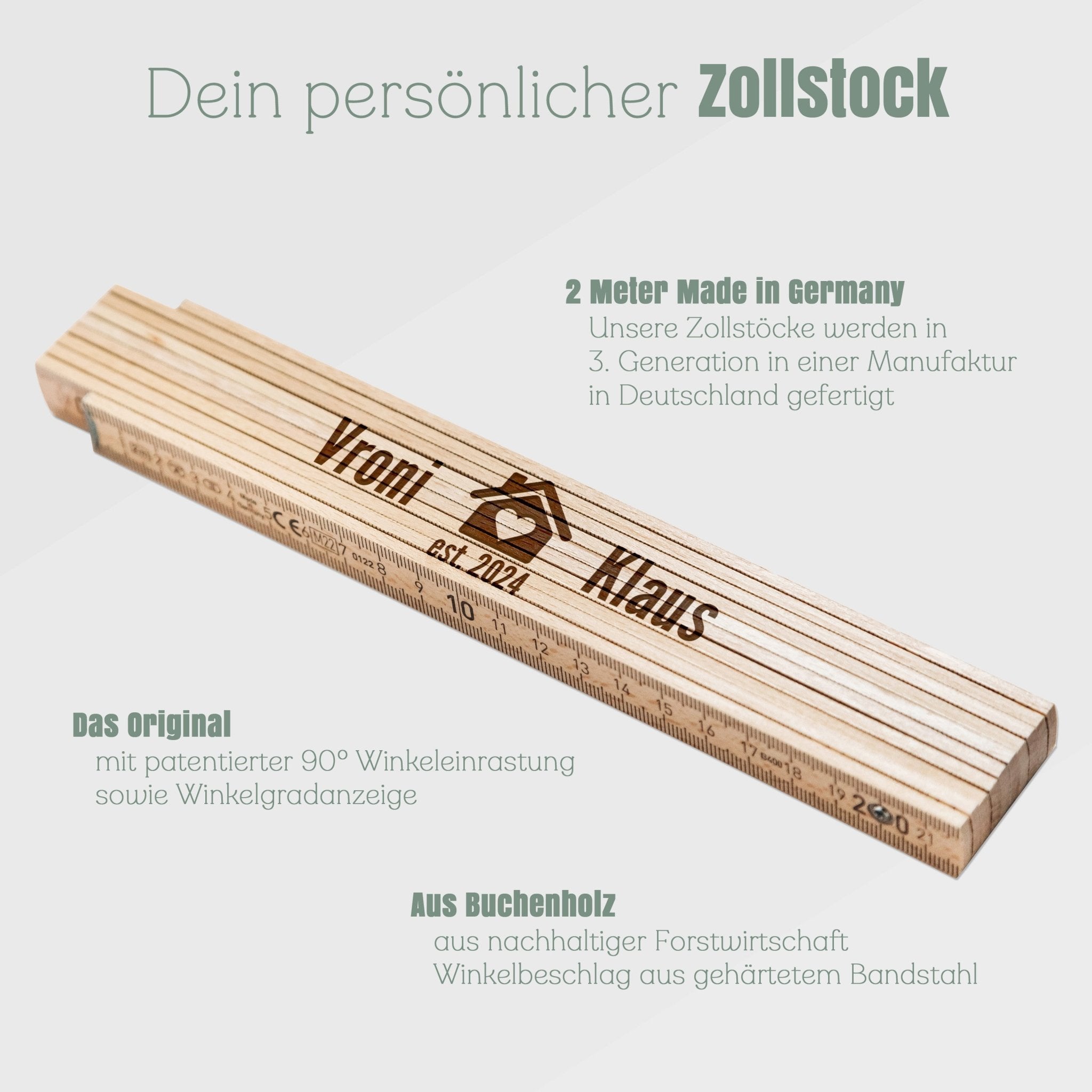 Zollstock personalisiert - Haus und Namen - Abenteuernah