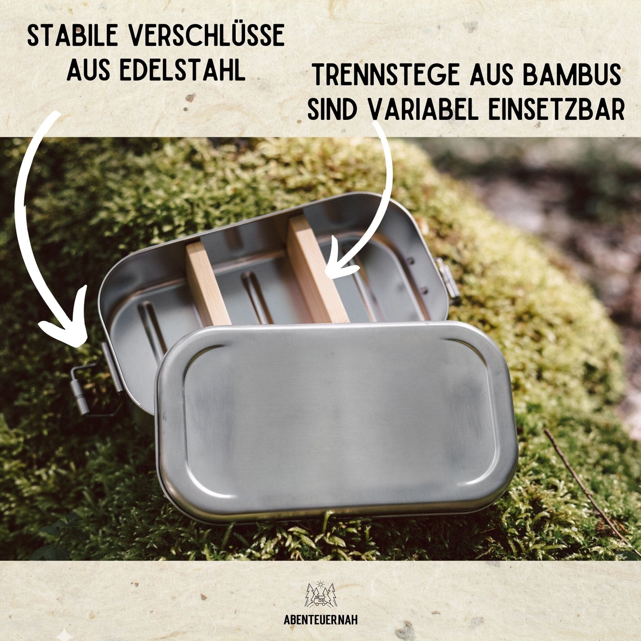 Brotdose Edelstahl silber - Verrückt nach Gipfelglück - Abenteuernah