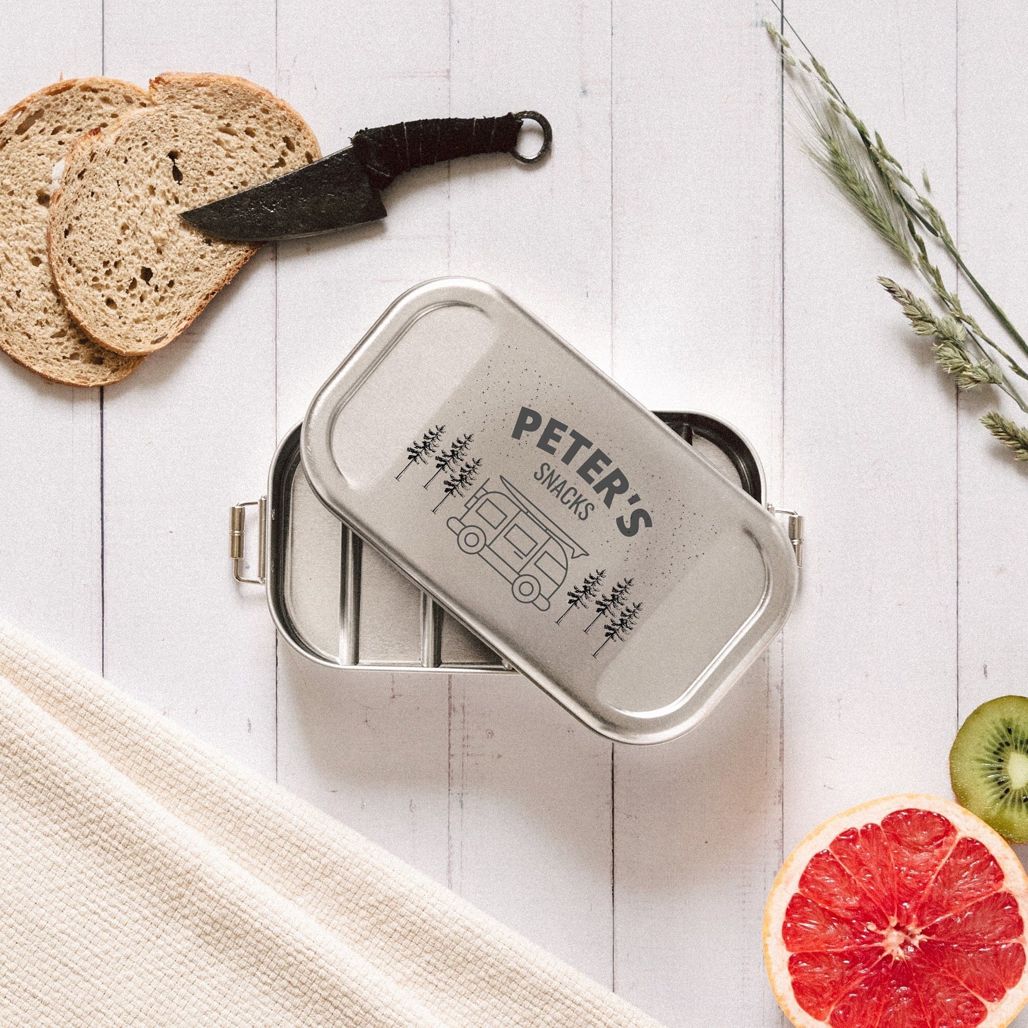 Brotdose Edelstahl silber - Wohnwagen Snacks - Abenteuernah