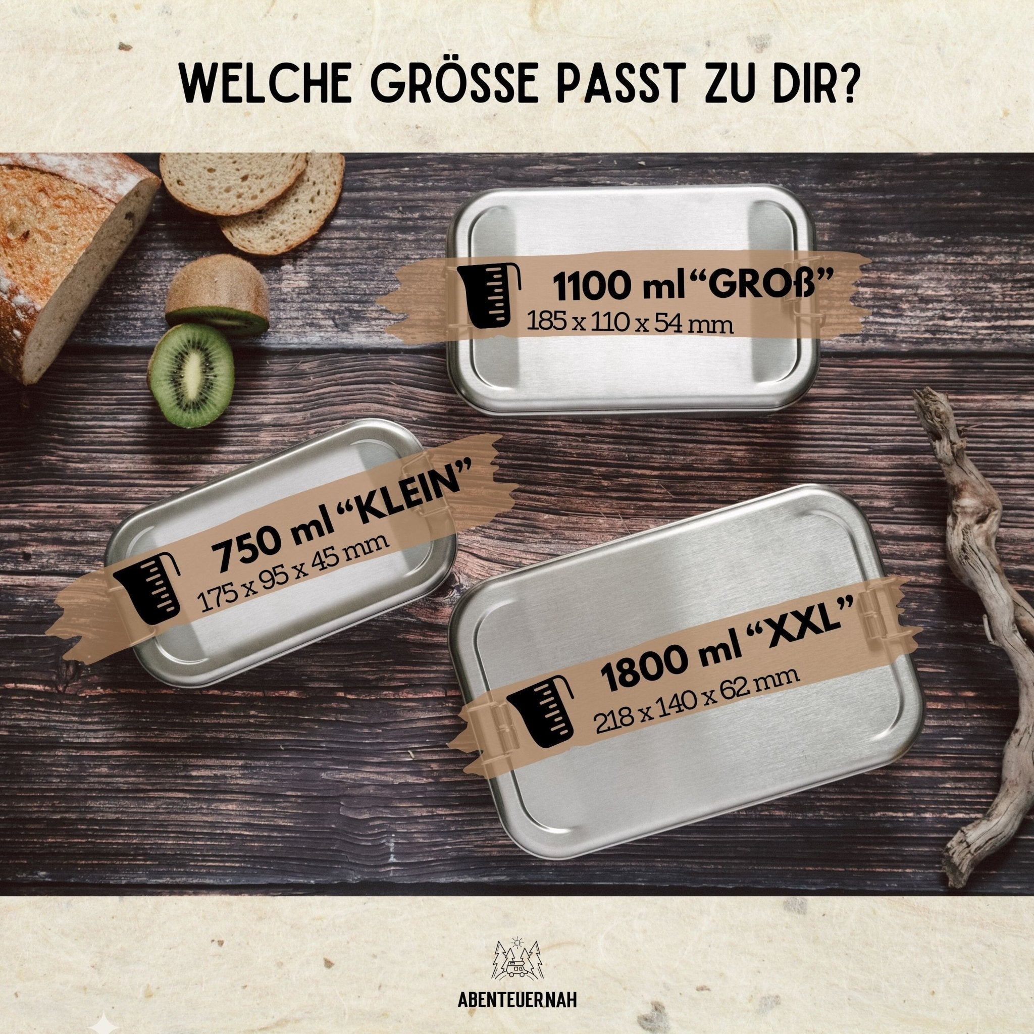 Brotdose Edelstahl silber - Wohnwagen Snacks - Abenteuernah