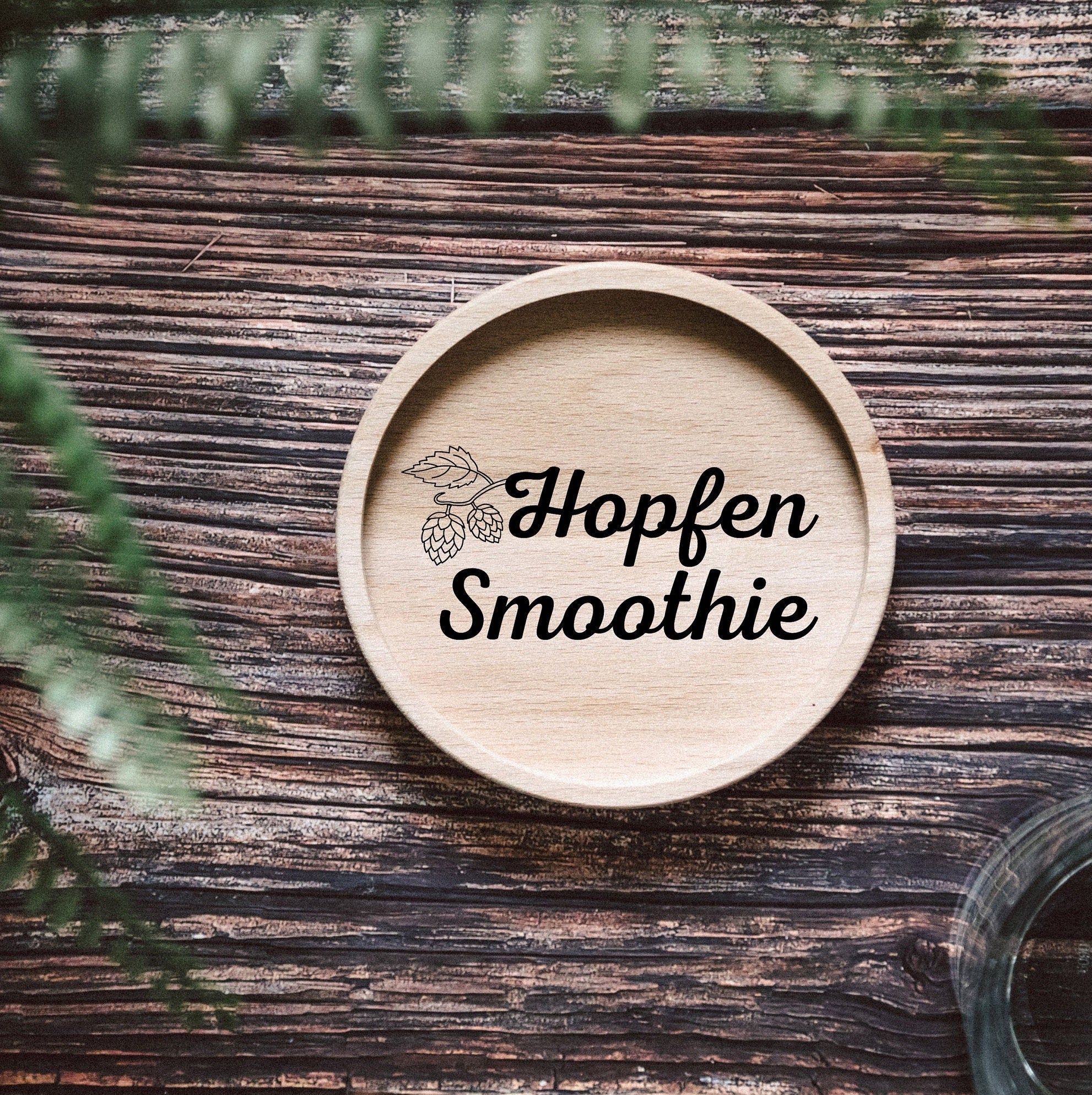 Glasuntersetzer Holz - Hopfen Smoothie - Abenteuernah