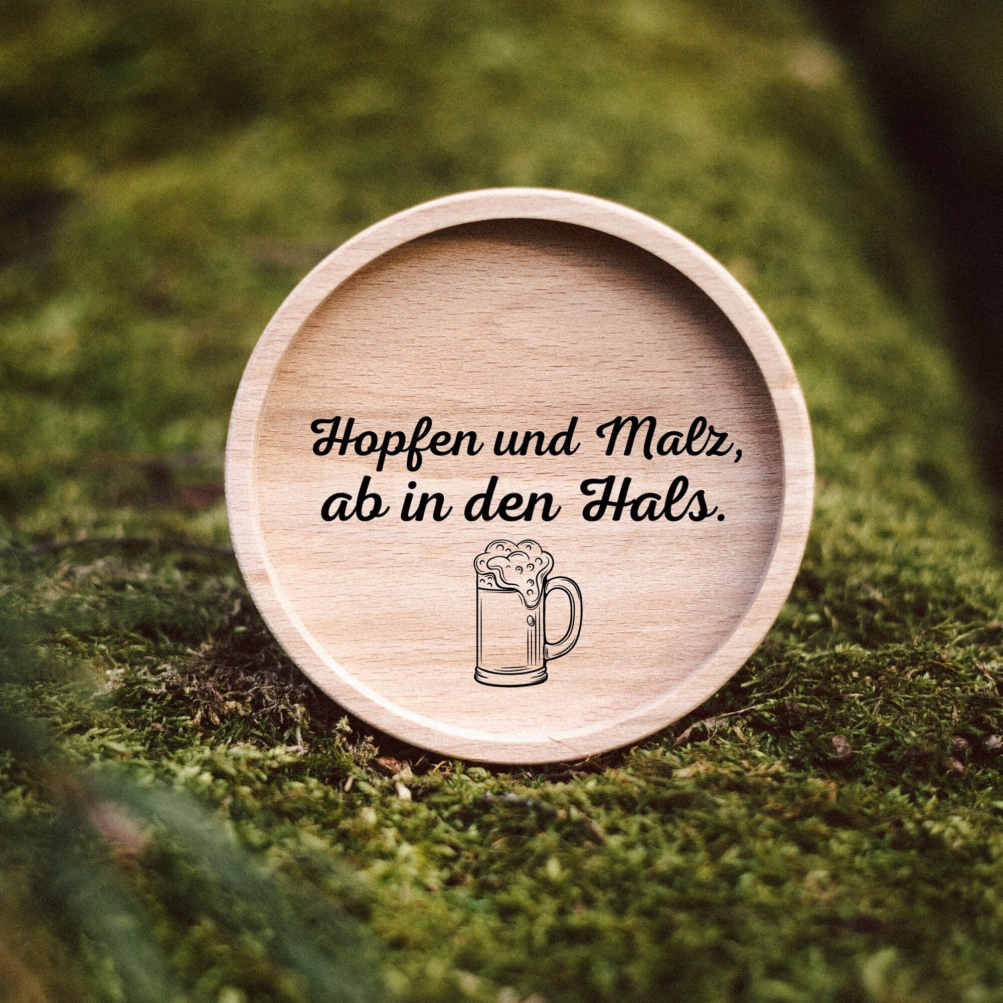 Glasuntersetzer Holz - Hopfen und Malz, ab in den Hals. - Abenteuernah