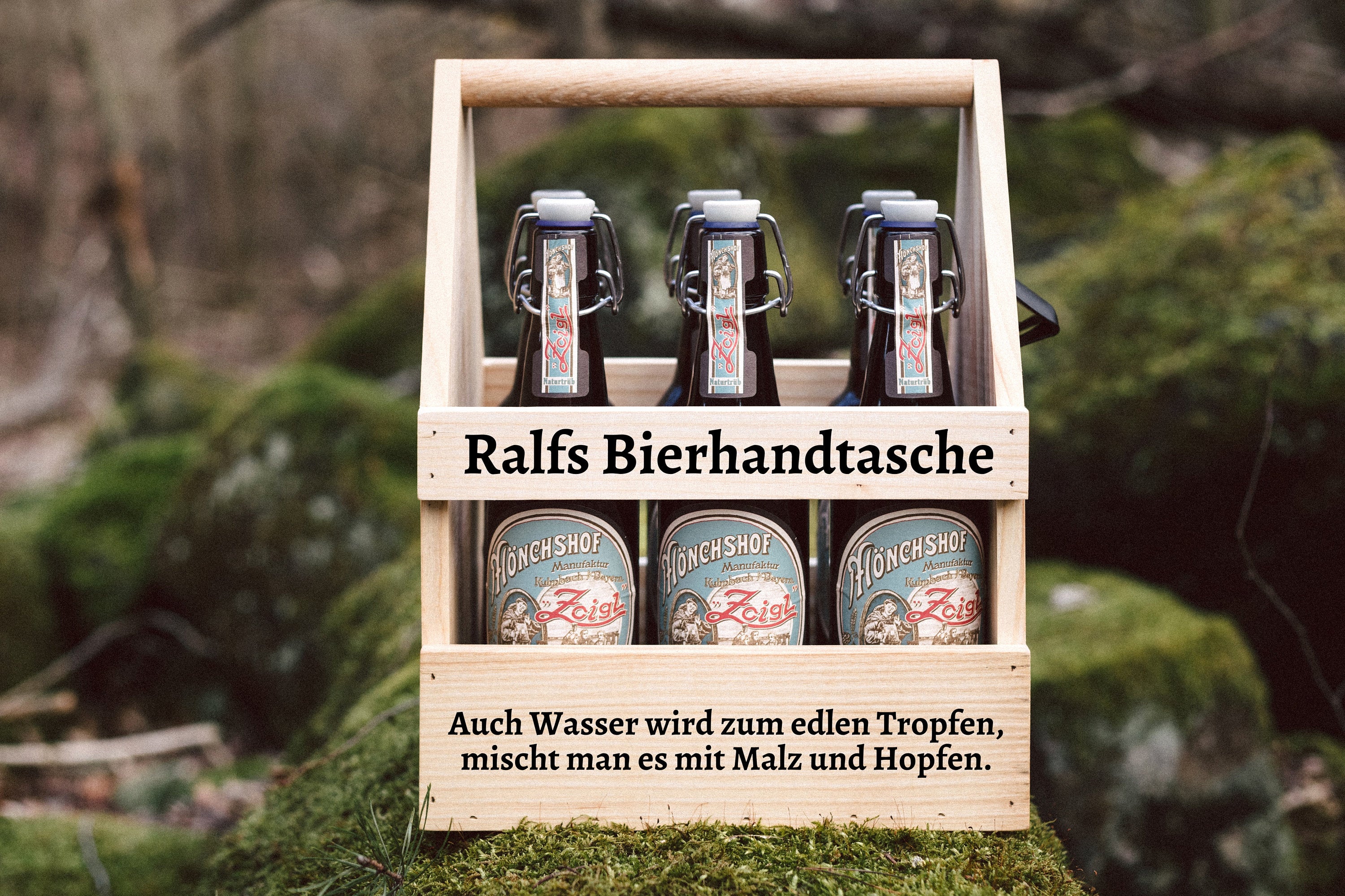 Bier Geschenk, Bierträger Holz, Männerhandtasche Bier, Geschenke für Männer, Vatertag, Geburtstagsgeschenk Mann - abenteuernah