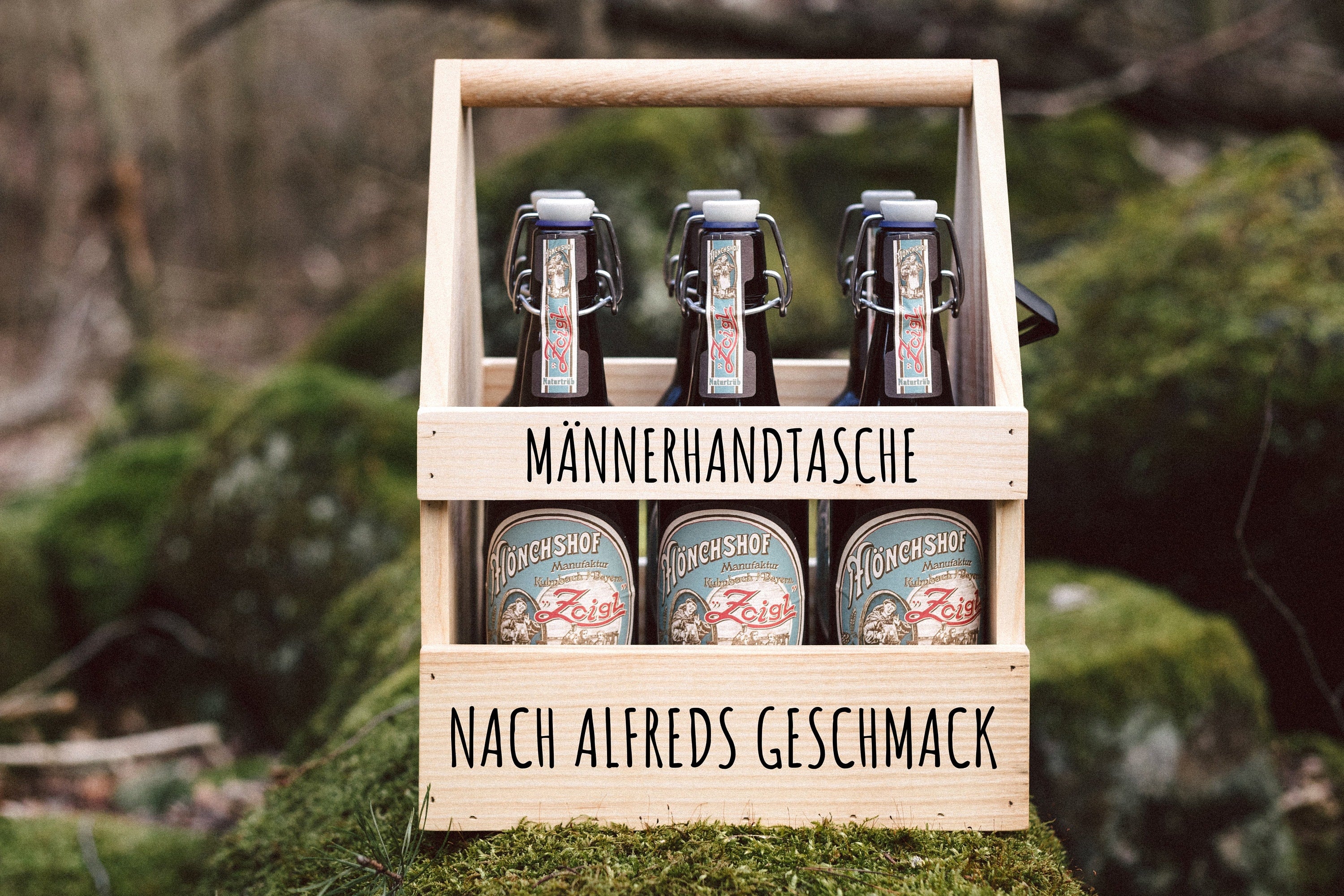 Männerhandtasche, Geschenke für Männer, Vatertag Geschenk, Männer Geschenk für Geburtstag, Bierträger Holz - abenteuernah