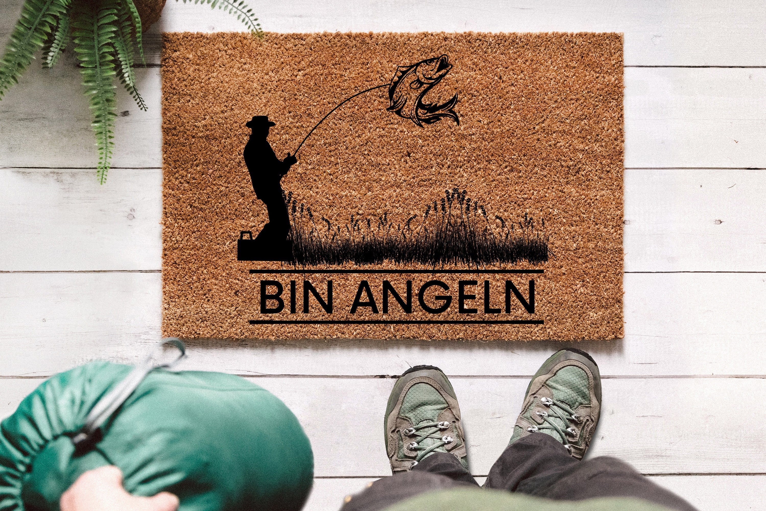 Angeln, Fußmatte Angeln, Angler Geschenk, Fußmatte Fisch, Geschenke für Angler, Männergeschenke, Geschenk Opa - abenteuernah