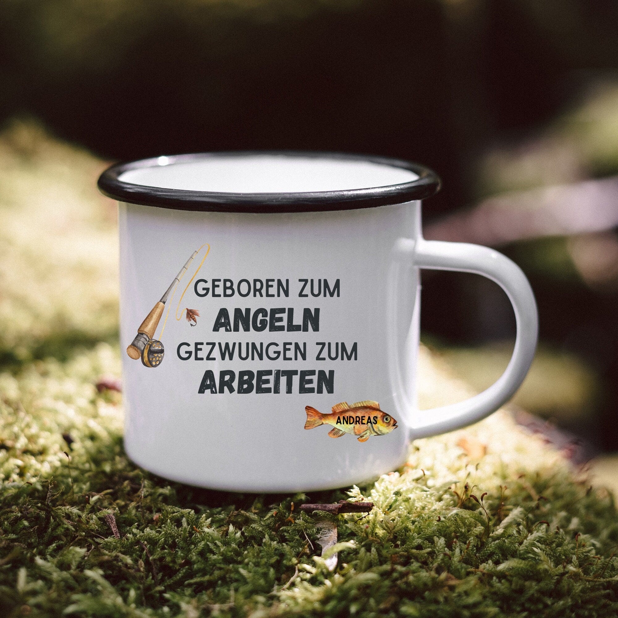 Angler Geschenk, Angeln, Geschenke für Männer, Tasse Männer, Emaille Tasse, Männer Geschenk, Geschenk Mann - abenteuernah