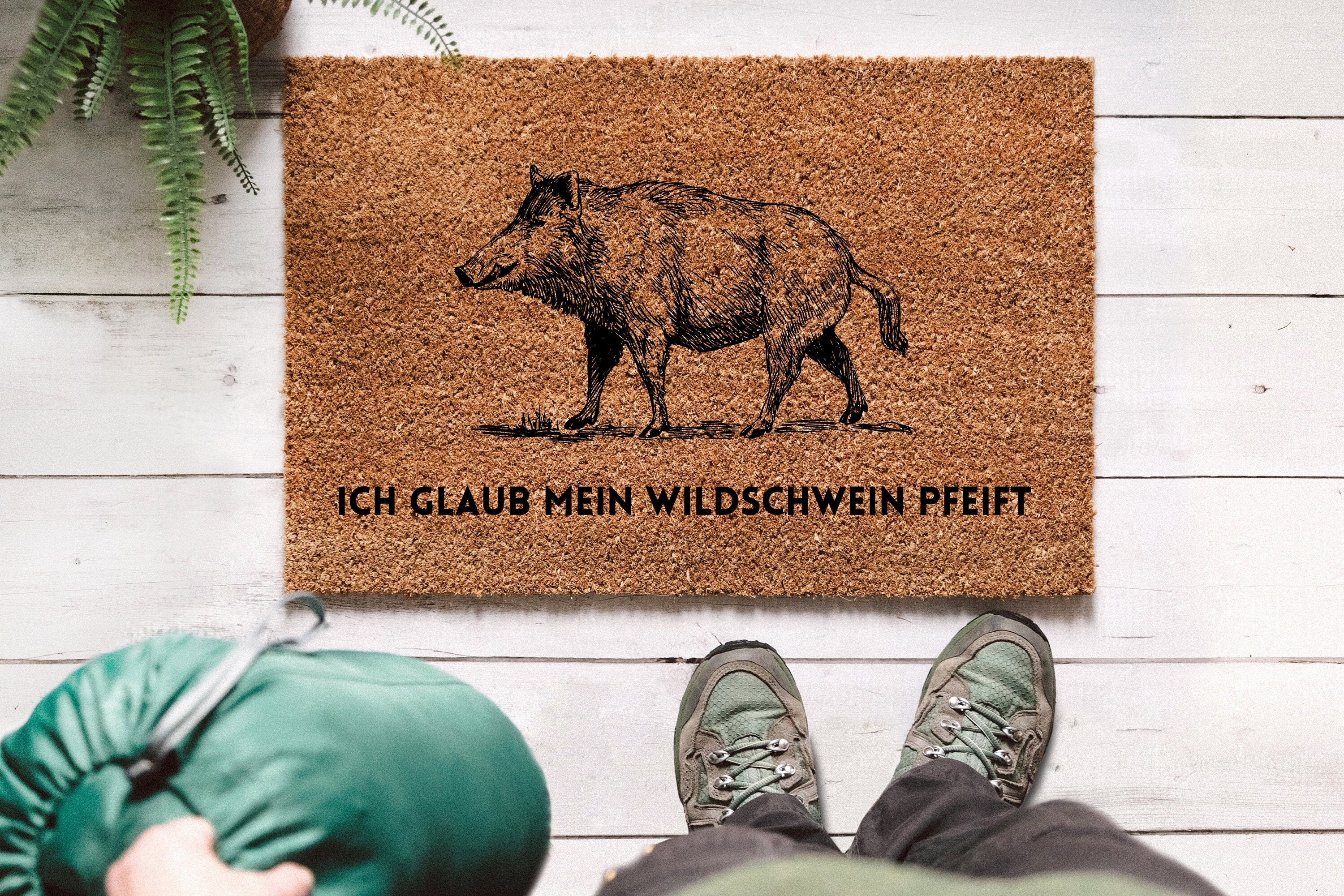 Fußmatte Wildschwein, Fußmatte Jäger, Weidmannsheil, Geschenke für Jäger, Wildschwein, Fußmatte Jagd - abenteuernah