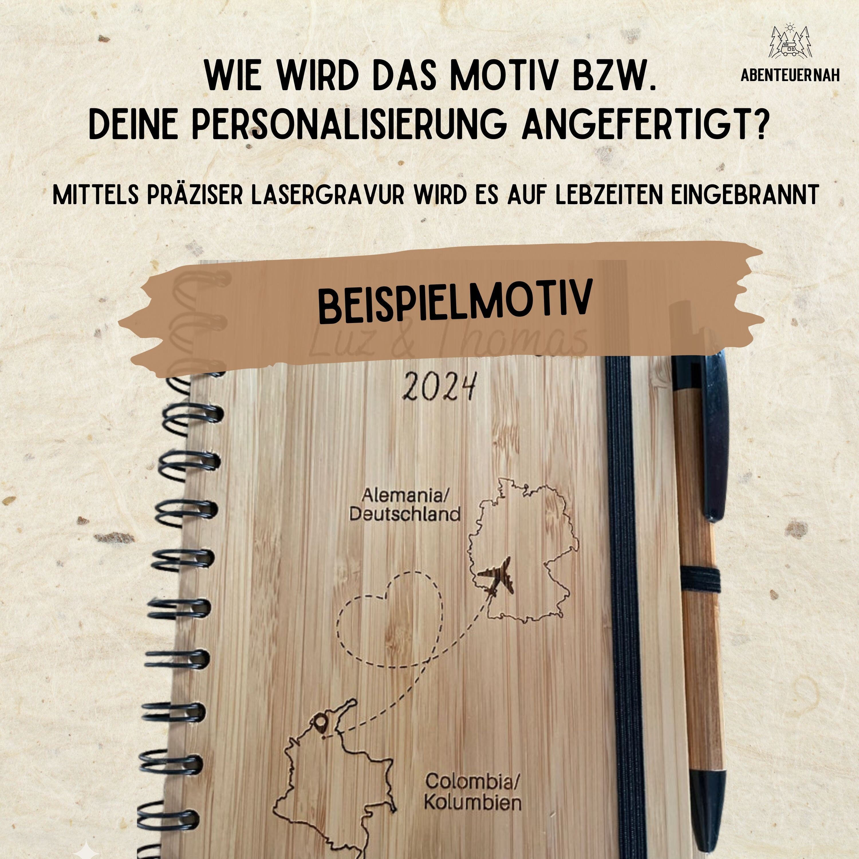 Notizbuch personalisiert, Geschenke für Männer, Männer Geschenk, Fahrrad Geschenk, Notizbuch Holz, Reisetagebuch - abenteuernah