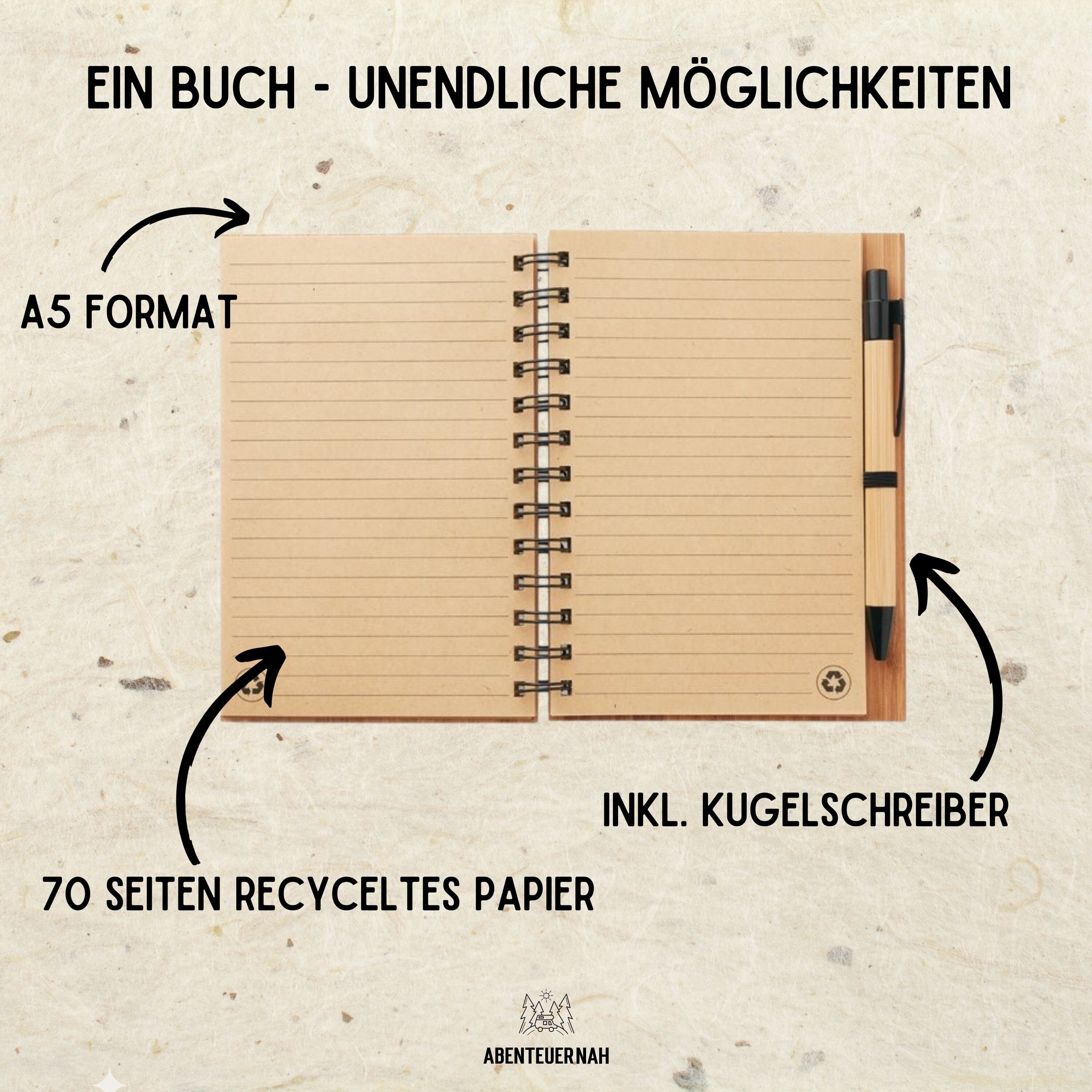 Notizbuch personalisiert, Geschenke für Männer, Männer Geschenk, Fahrrad Geschenk, Notizbuch Holz, Reisetagebuch - abenteuernah