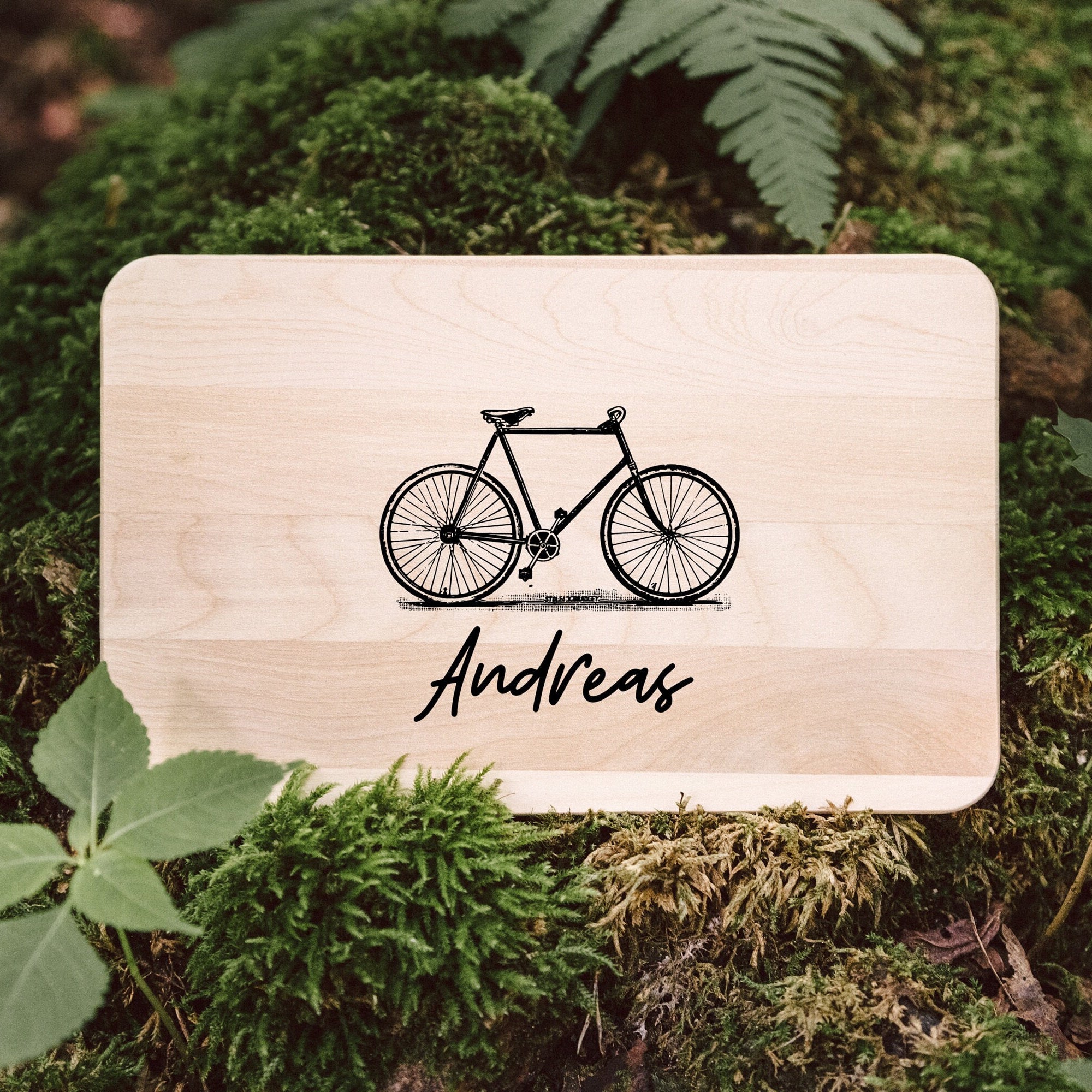 Frühstücksbrett personalisiert, Brett, Geschenke für Männer, Brettchen personalisiert, Holzbrett personalisiert, Fahrrad Geschenk - abenteuernah