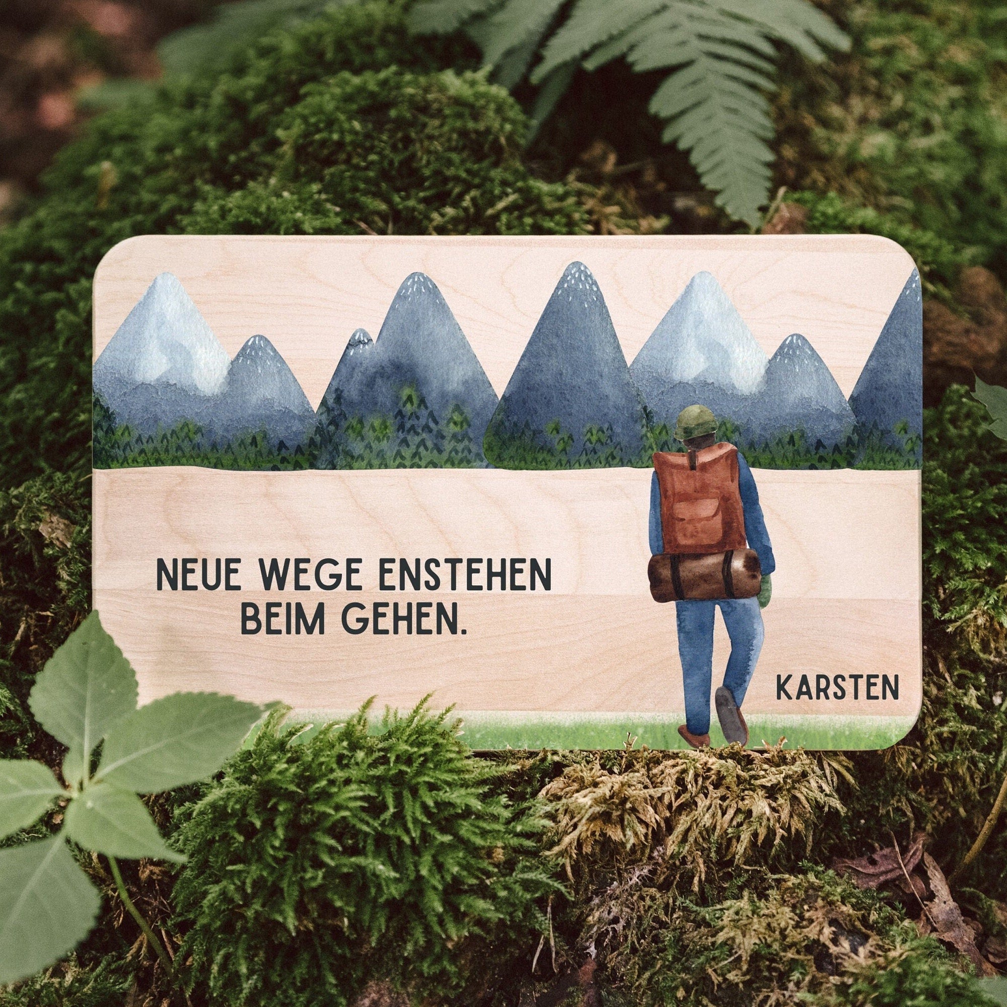 Wandern, Camping Geschenk, Geschenke für Männer, Brettchen personalisiert, Holzbrett personalisiert, Geschenk Mann - abenteuernah