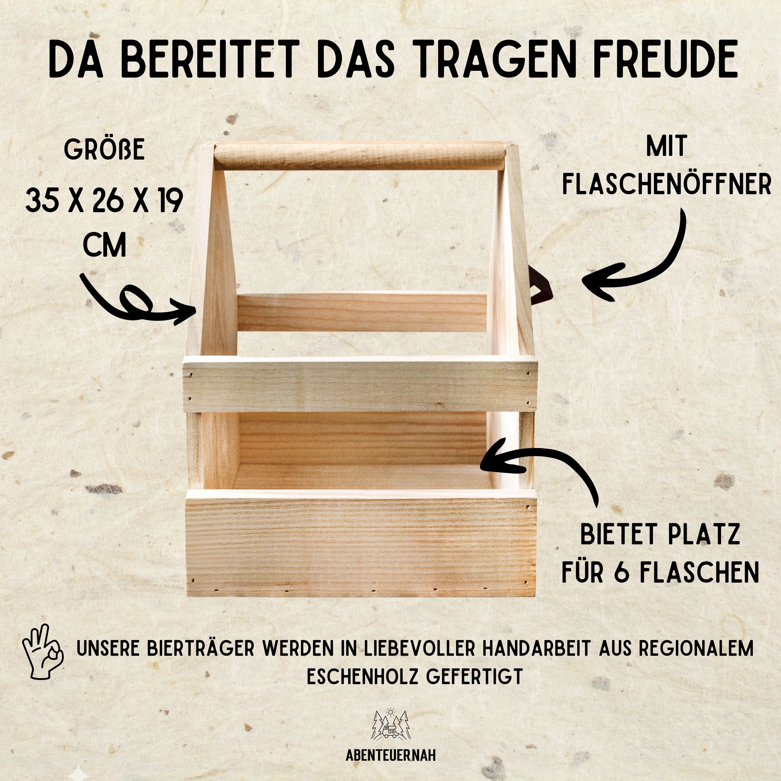 Bier Geschenk, Bierträger Holz, Männerhandtasche Bier, Geschenke für Männer, Vatertag, Geburtstagsgeschenk Mann - abenteuernah