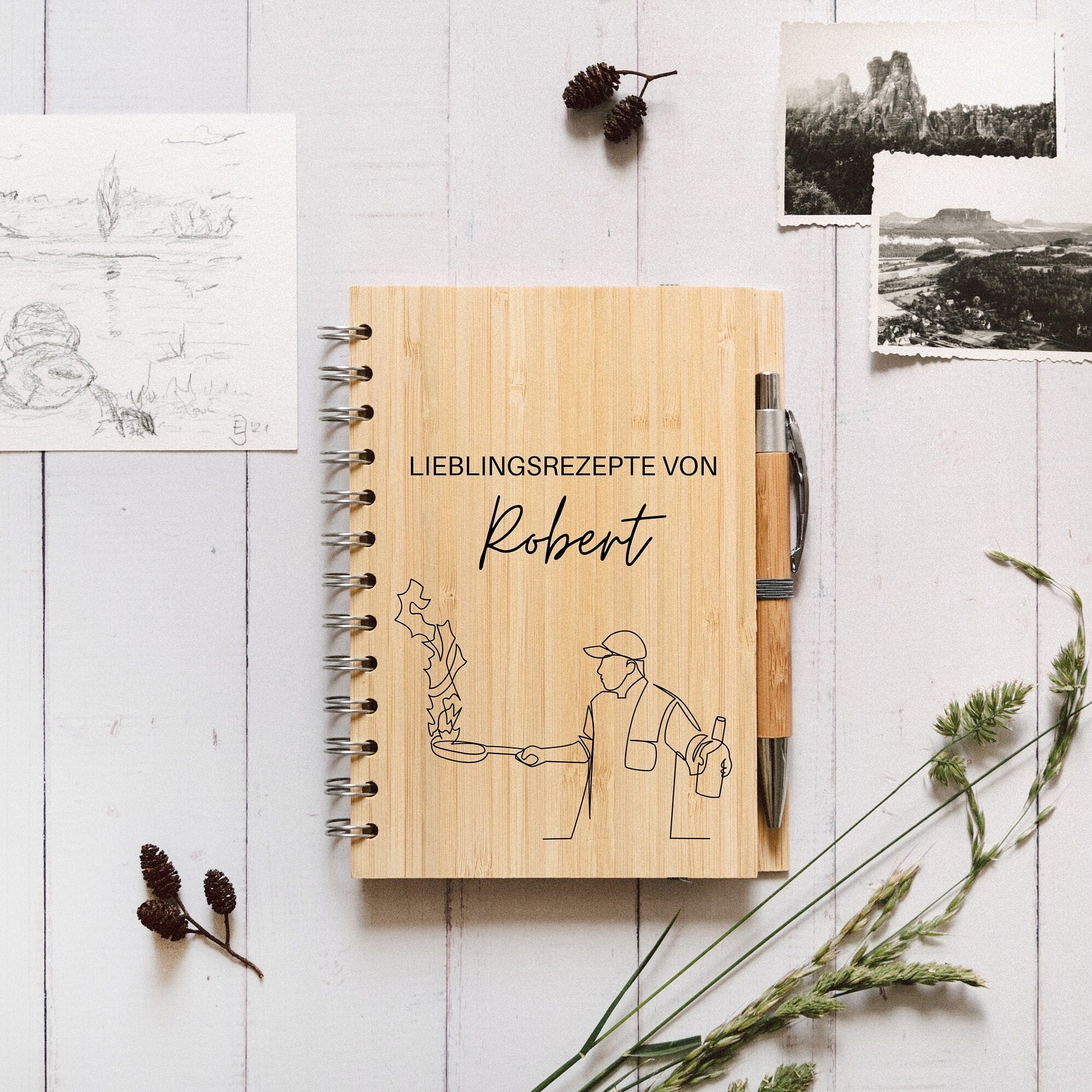 Notizbuch Holz - Lieblingsrezepte - Abenteuernah
